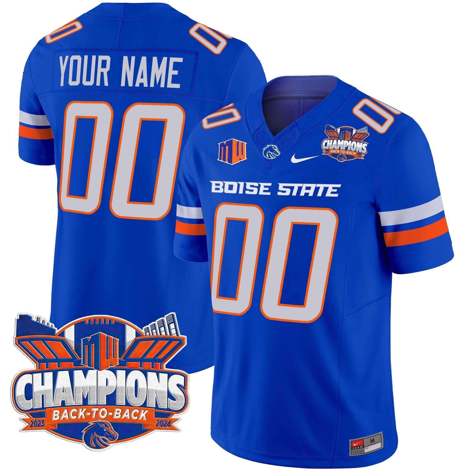 Custom Boise State Broncos 2024 Back To Back Champions Vapor Limited Jersey - All Stitched