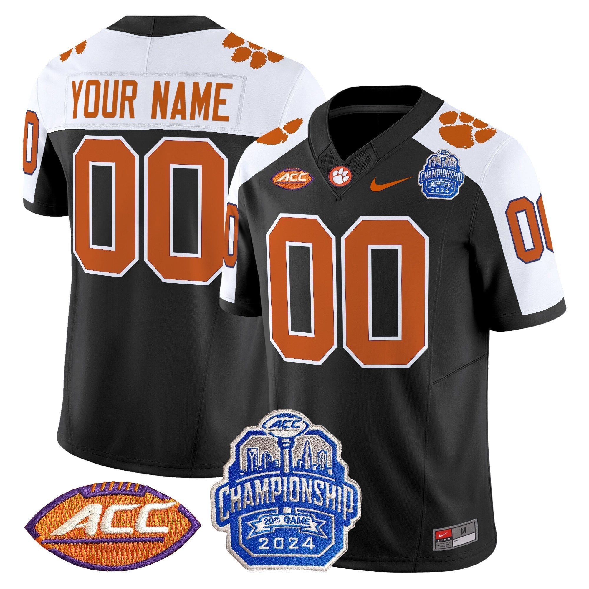 Custom Clemson Tigers 2024 ACC Championship Patch Vapor Limited Jersey - All Stitched