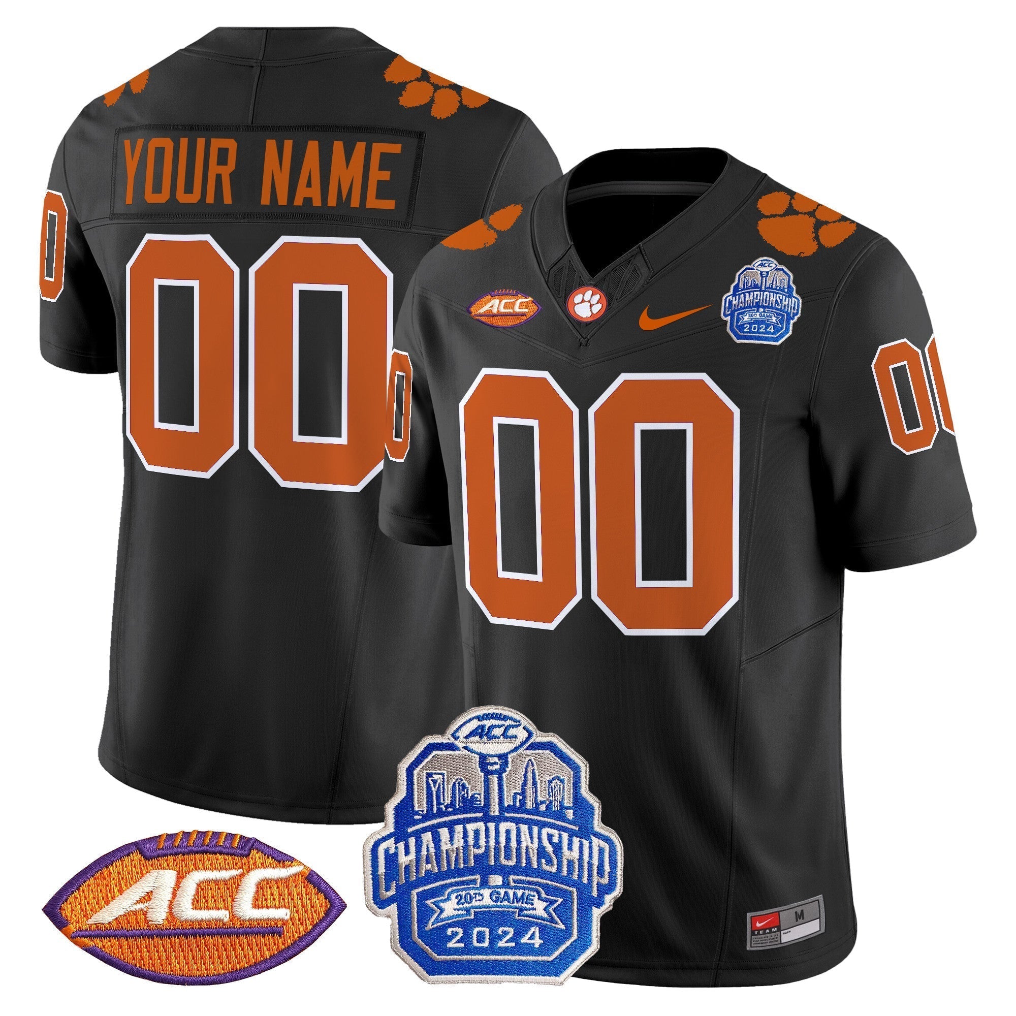Custom Clemson Tigers 2024 ACC Championship Patch Vapor Limited Jersey - All Stitched