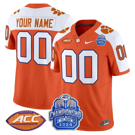 Custom Clemson Tigers 2024 ACC Championship Patch Vapor Limited Jersey - All Stitched