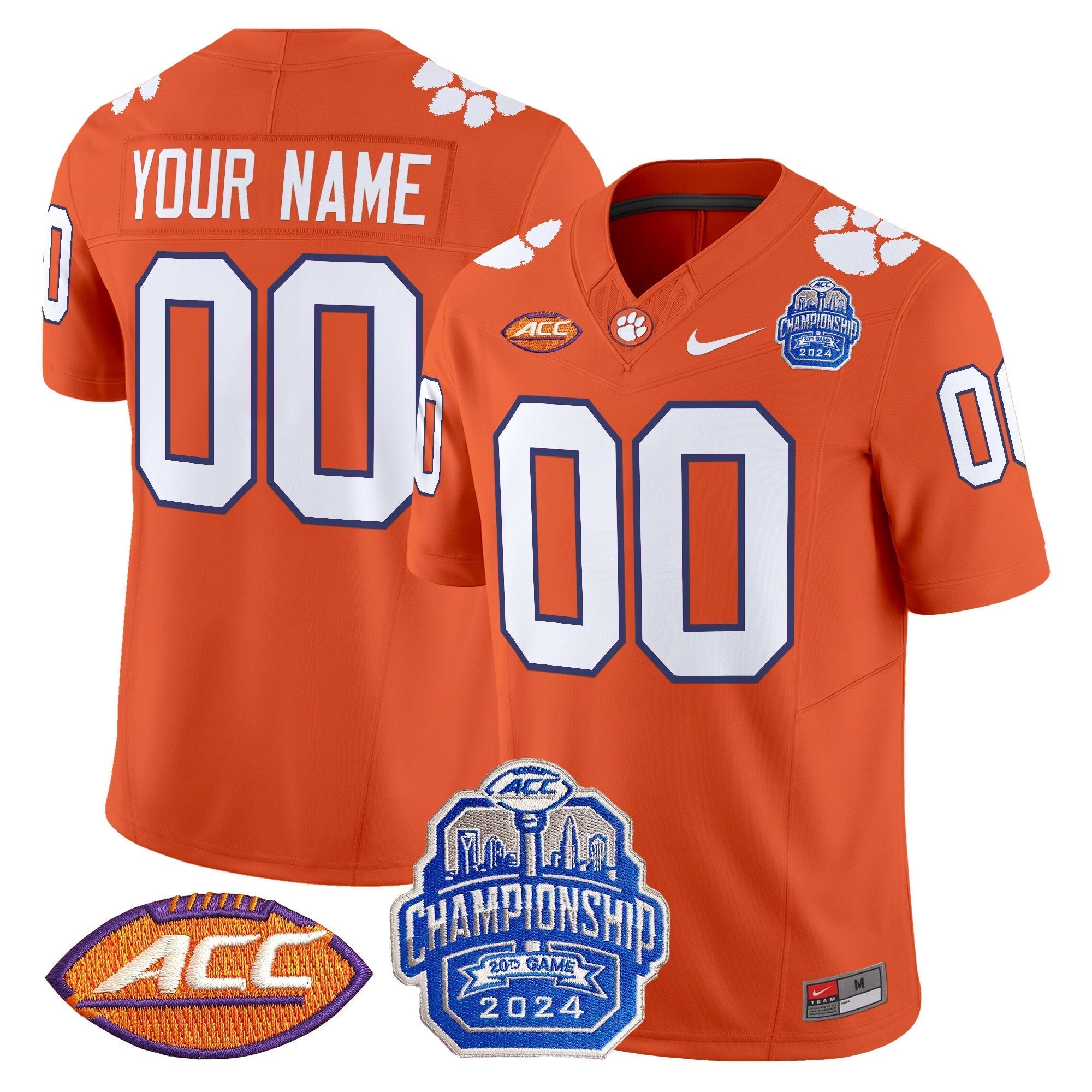 Custom Clemson Tigers 2024 ACC Championship Patch Vapor Limited Jersey - All Stitched