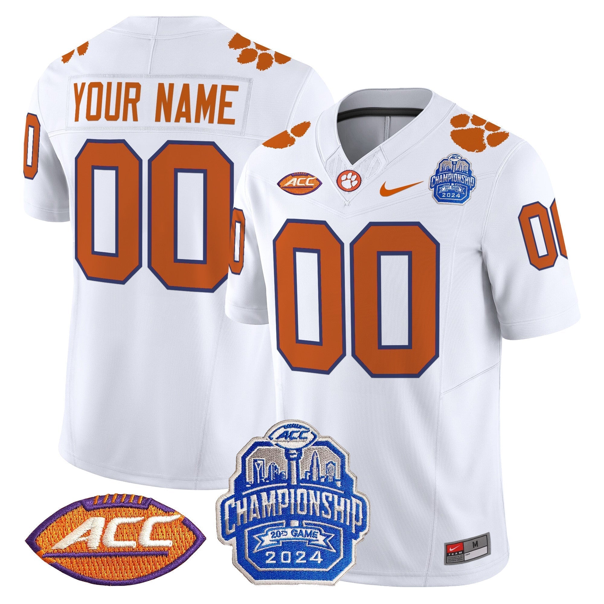 Custom Clemson Tigers 2024 ACC Championship Patch Vapor Limited Jersey - All Stitched