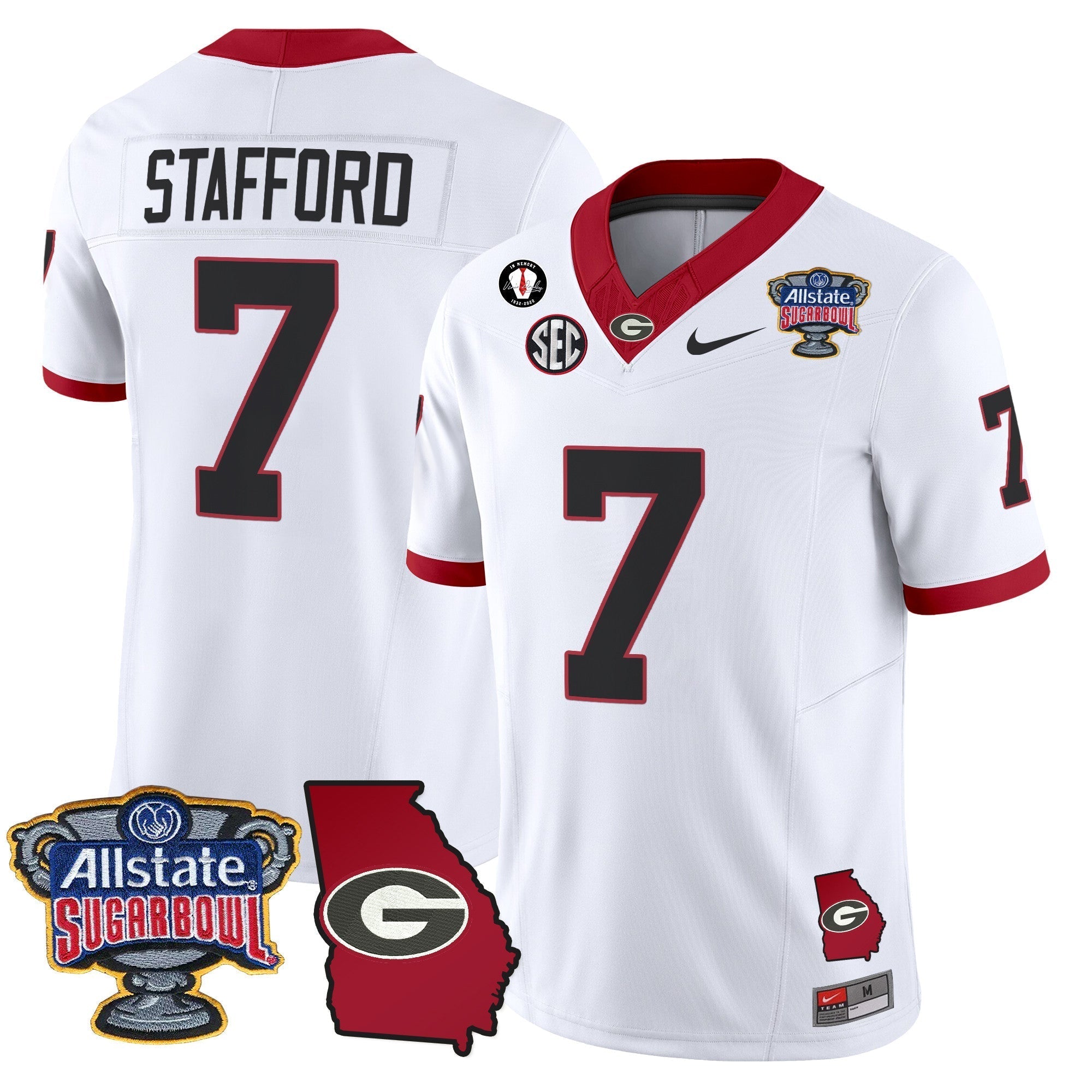 Men Georgia Bulldogs 2025 Sugar Bowl & Georgia Map Patch Vapor Limited Jersey - All Stitched