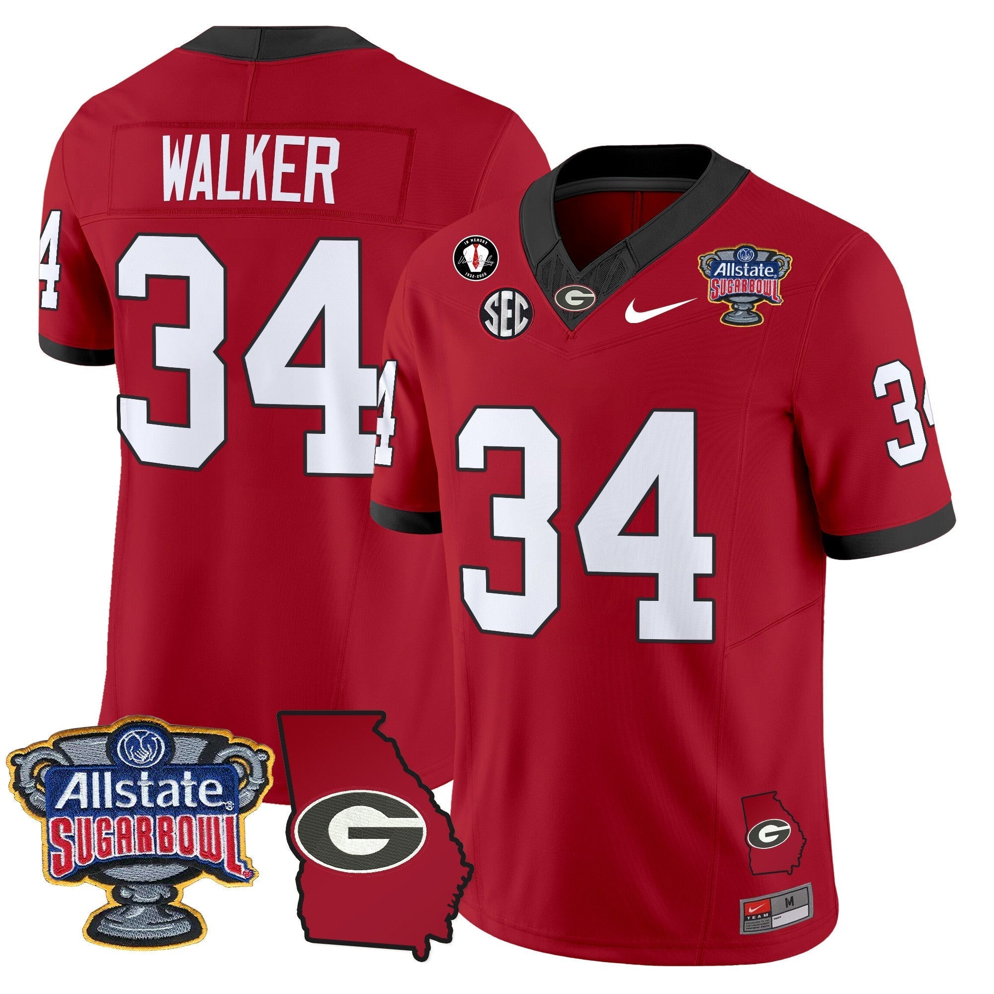 Men Georgia Bulldogs 2025 Sugar Bowl & Georgia Map Patch Vapor Limited Jersey - All Stitched