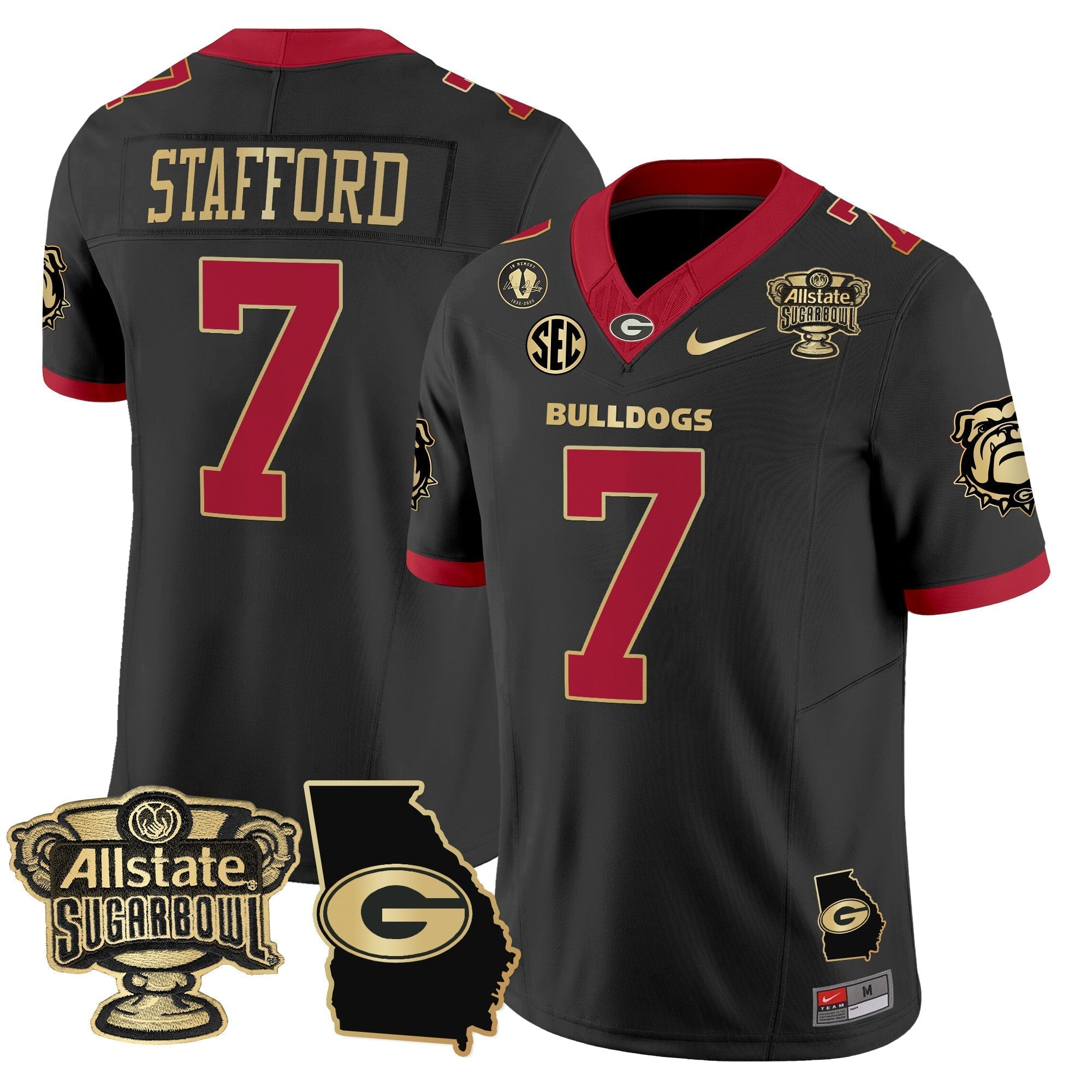 Men Georgia Bulldogs 2025 Sugar Bowl & Georgia Map Patch Vapor Limited Jersey - All Stitched