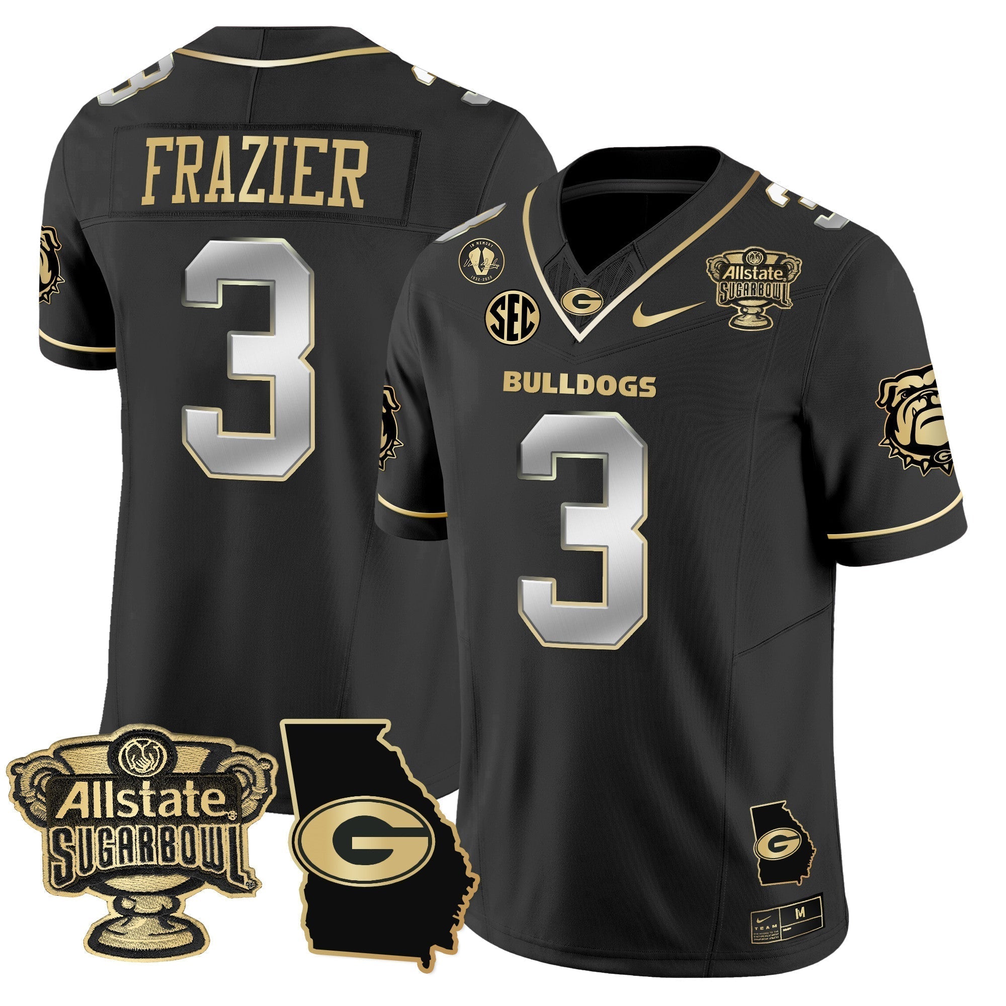 Men Georgia Bulldogs 2025 Sugar Bowl & Georgia Map Patch Vapor Limited Jersey - All Stitched