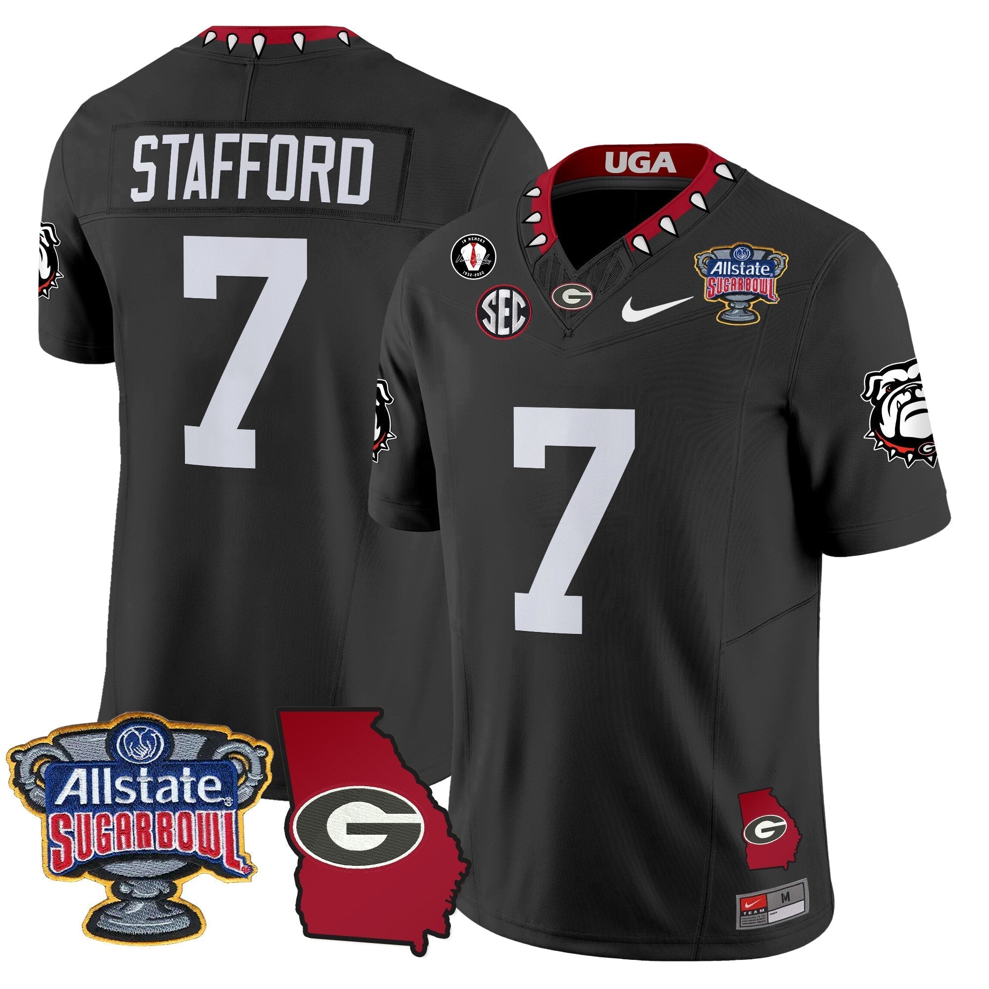 Men Georgia Bulldogs 2025 Sugar Bowl & Georgia Map Patch Vapor Limited Jersey - All Stitched