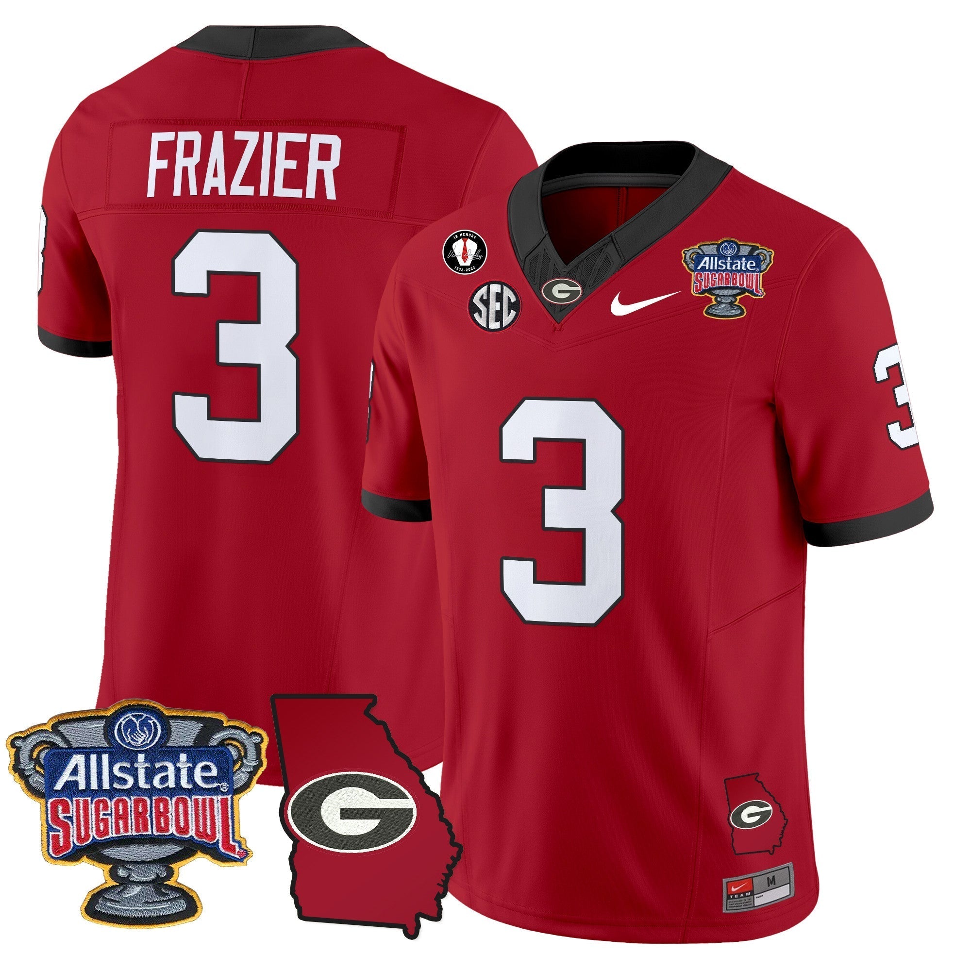 Men Georgia Bulldogs 2025 Sugar Bowl & Georgia Map Patch Vapor Limited Jersey - All Stitched