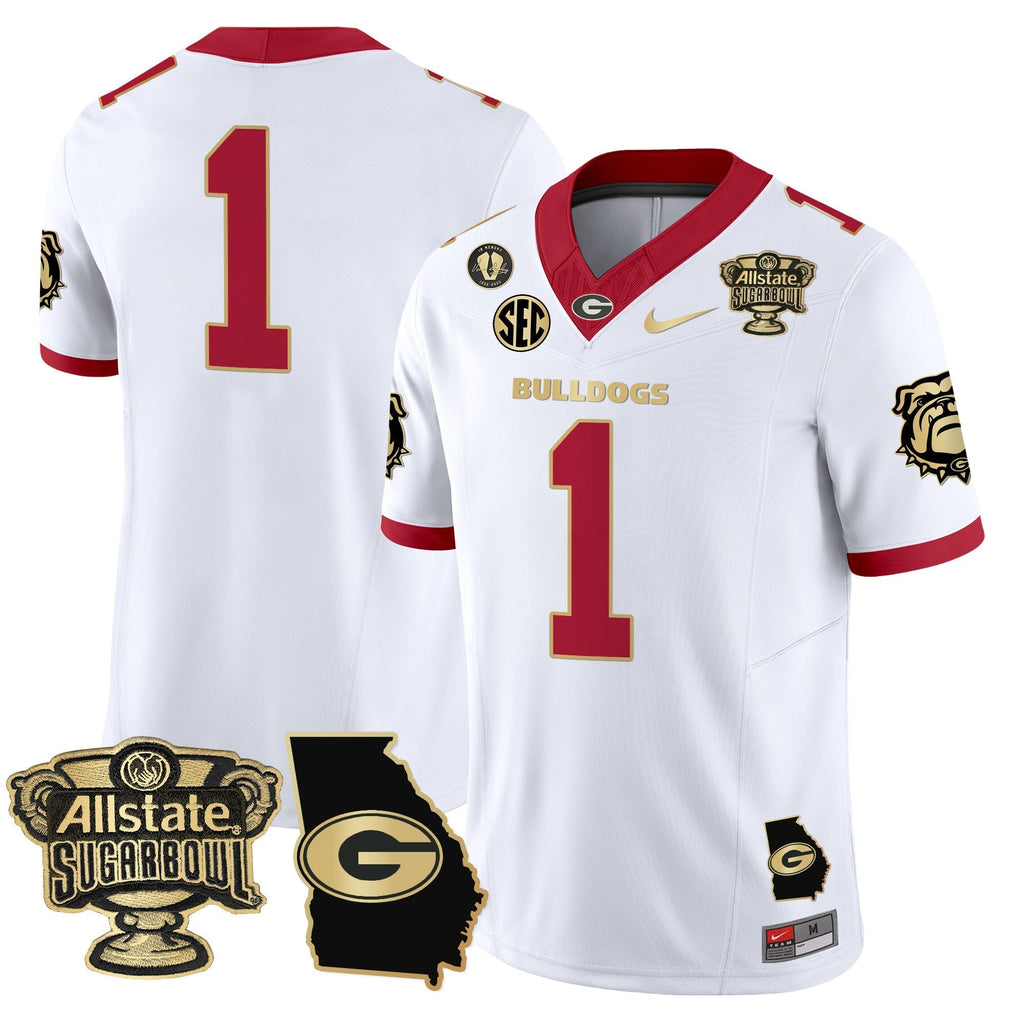 Men Georgia Bulldogs 2025 Sugar Bowl & Georgia Map Patch Vapor Limited Jersey - All Stitched