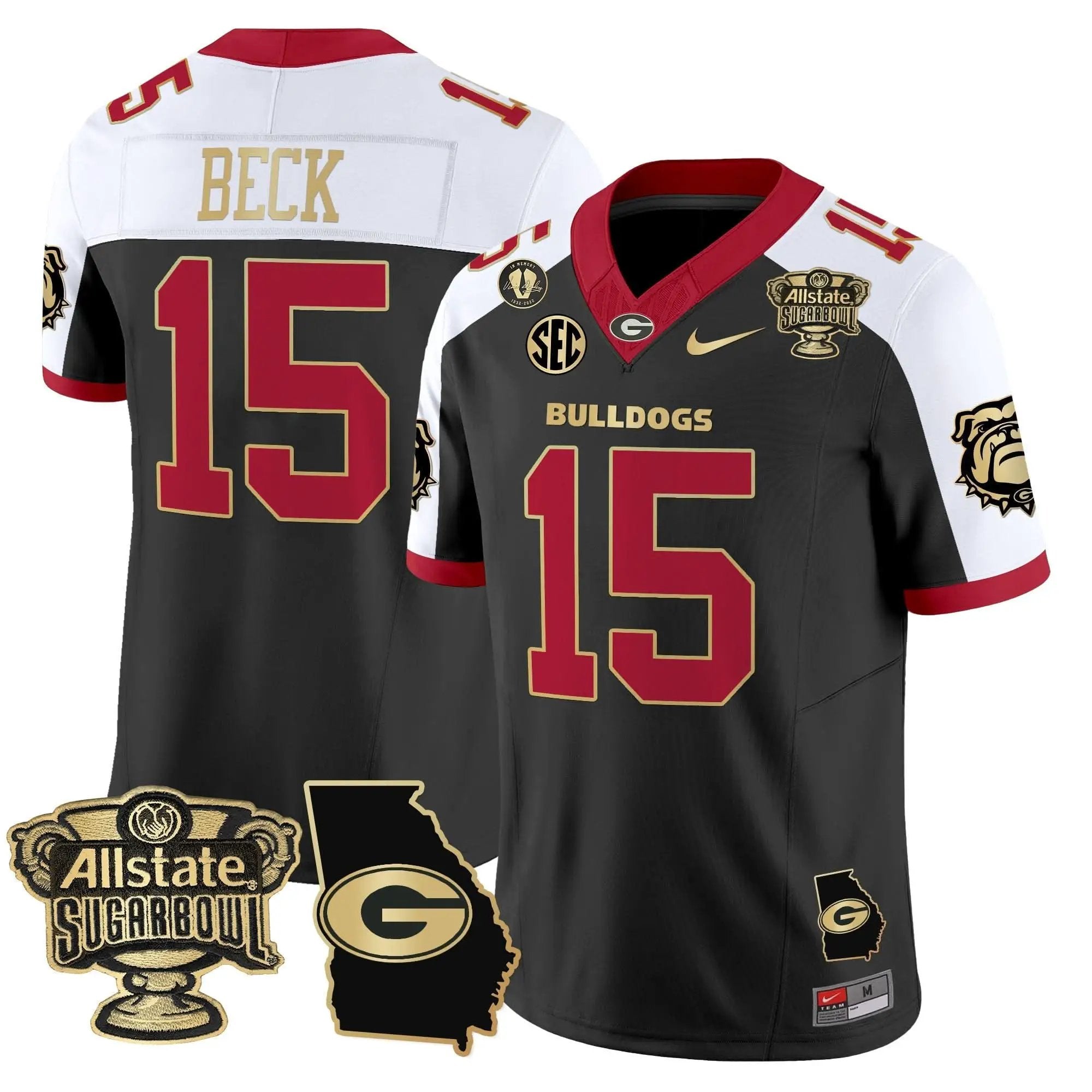 Men Georgia Bulldogs Football 2025 Sugar Bowl & Georgia Map Patch Vapor Limited Jersey