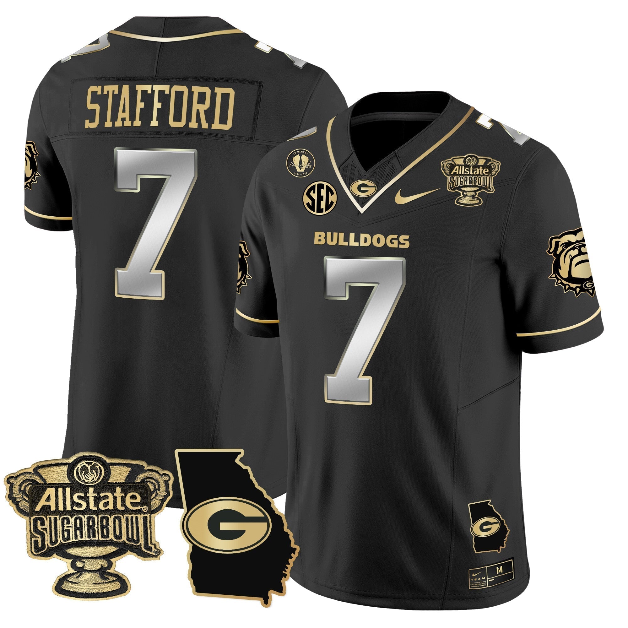 Men Georgia Bulldogs 2025 Sugar Bowl & Georgia Map Patch Vapor Limited Jersey - All Stitched