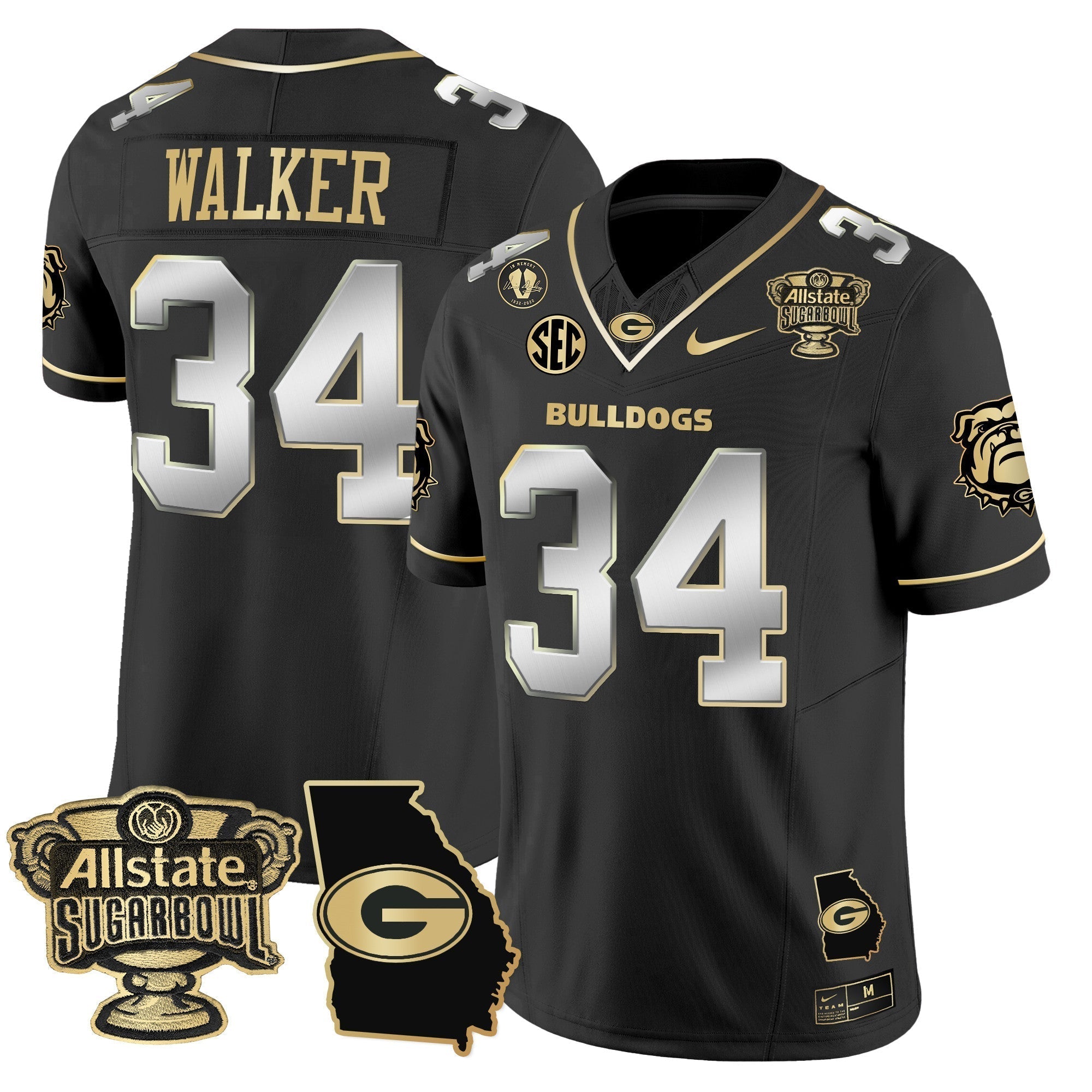 Men Georgia Bulldogs 2025 Sugar Bowl & Georgia Map Patch Vapor Limited Jersey - All Stitched