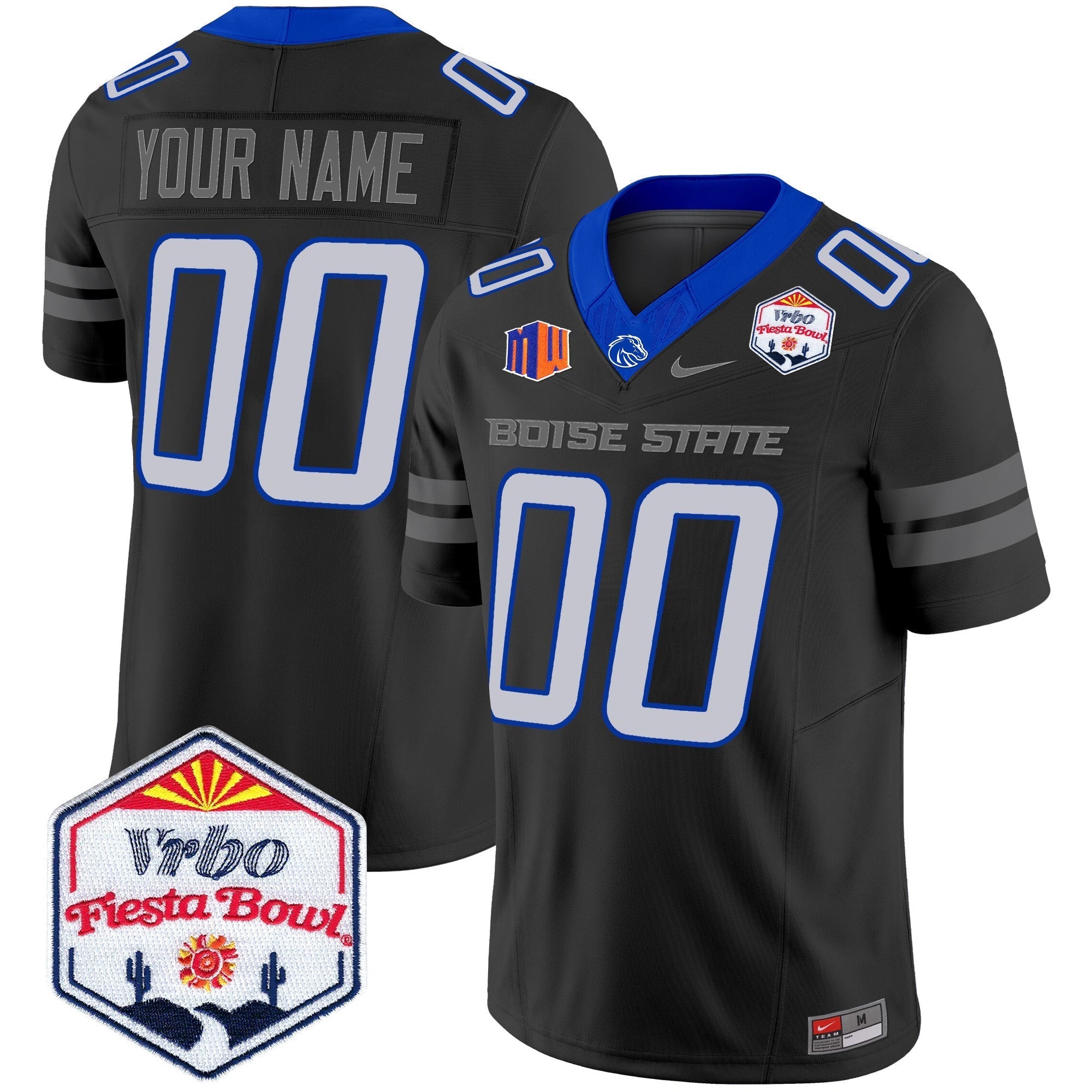Custom Boise State Broncos 2024 The Fiesta Bowl Patch Vapor Limited Jersey - All Stitched