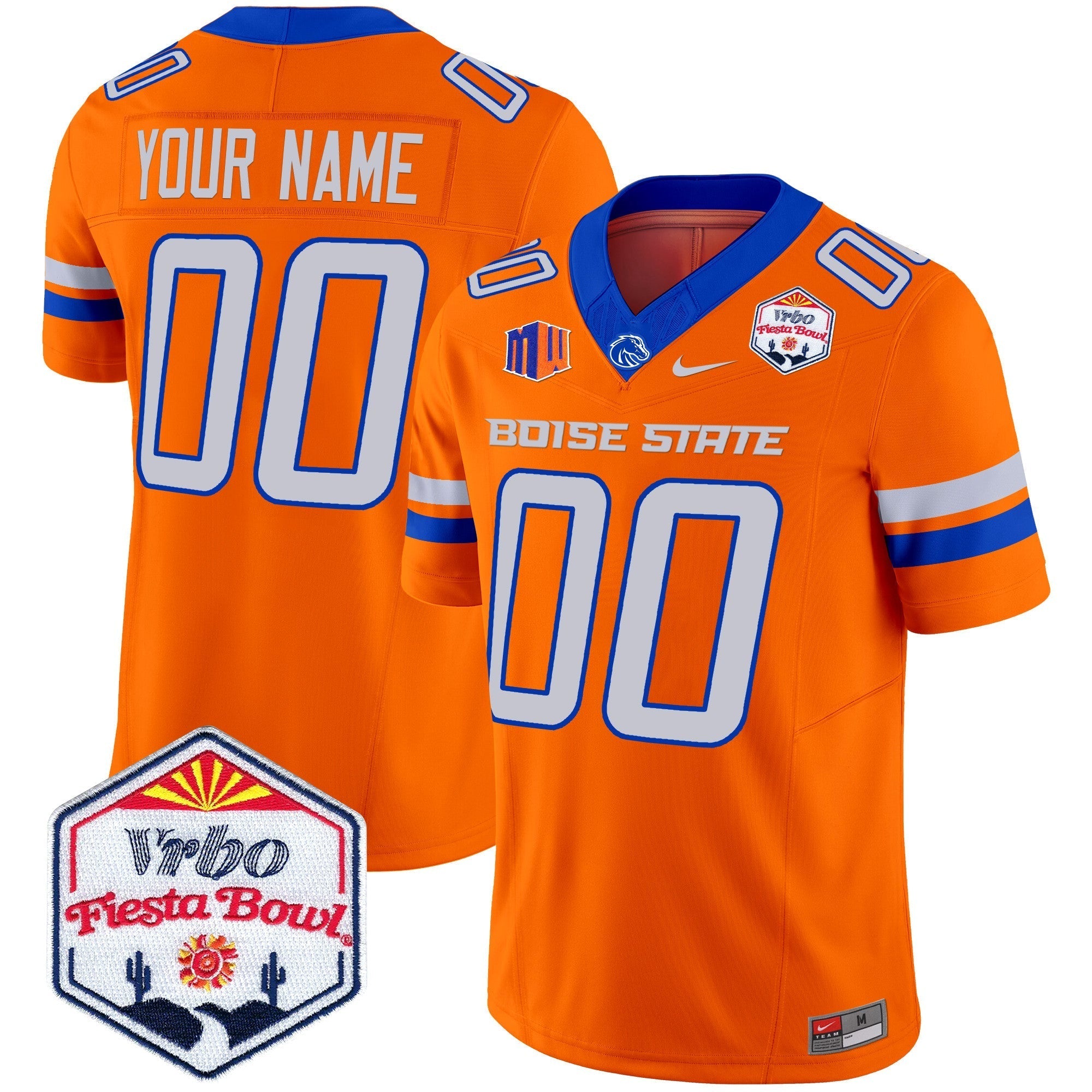 Custom Boise State Broncos 2024 The Fiesta Bowl Patch Vapor Limited Jersey - All Stitched