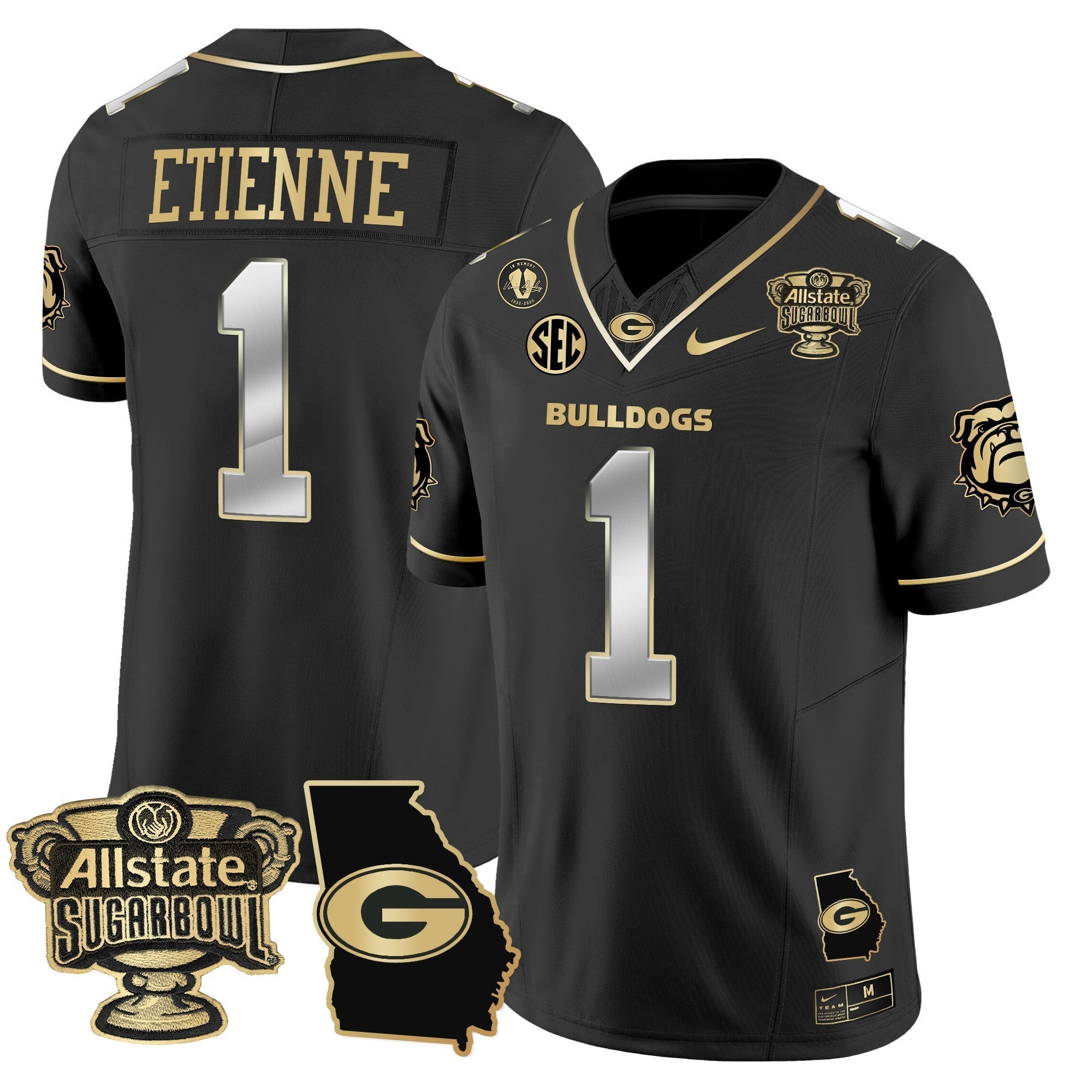 Men Georgia Bulldogs 2025 Sugar Bowl & Georgia Map Patch Vapor Limited Jersey - All Stitched