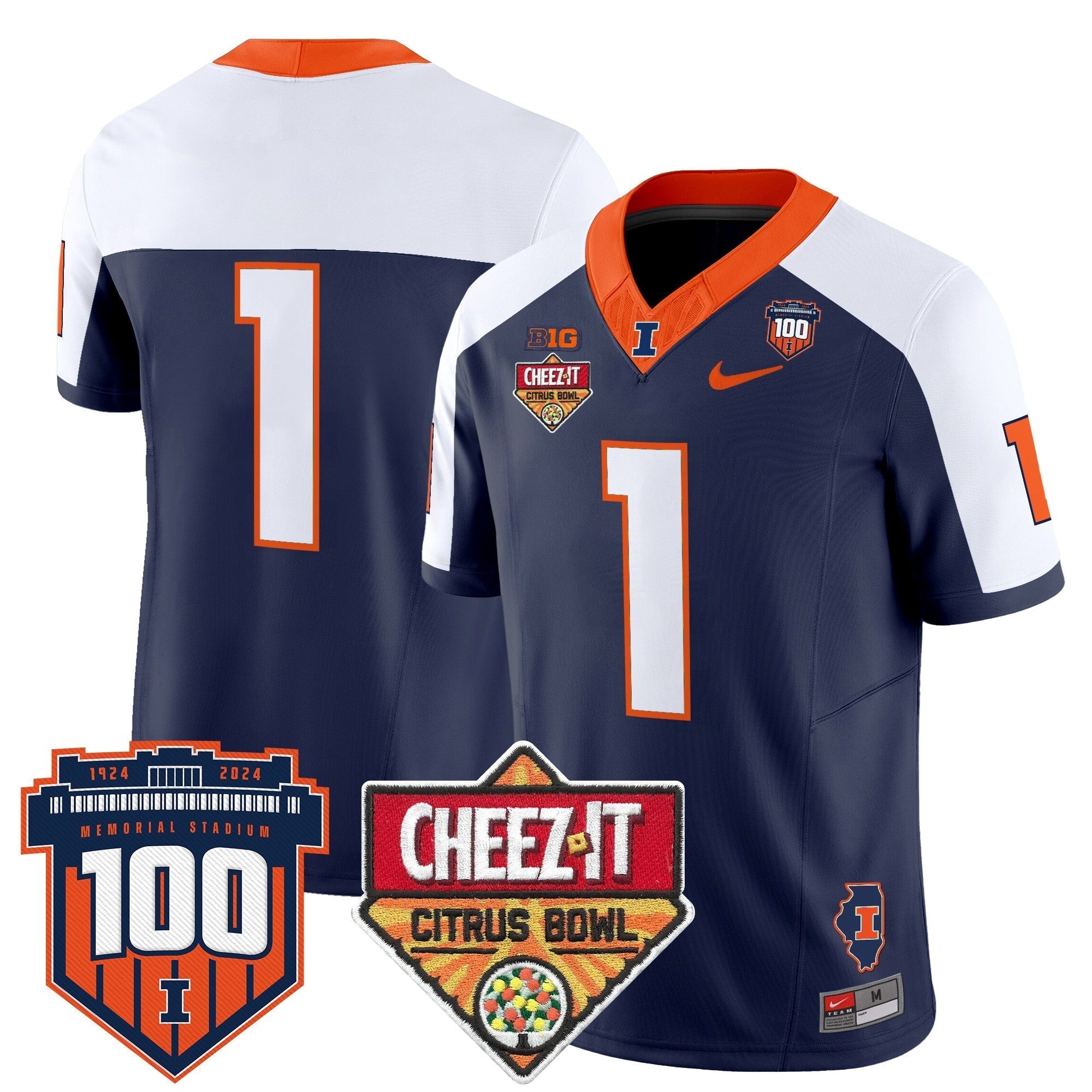 Men Illinois Fighting Illini 2025 Cheez-It Citrus Bowl Patch Vapor Limited Jersey - All Stitched