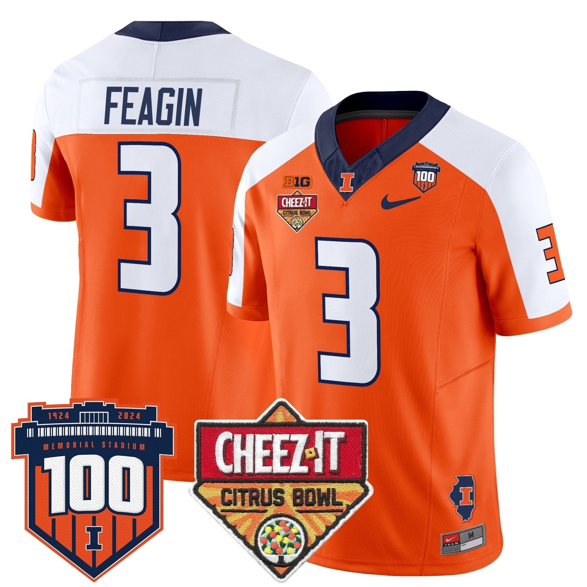 Men Illinois Fighting Illini 2025 Cheez-It Citrus Bowl Patch Vapor Limited Jersey - All Stitched