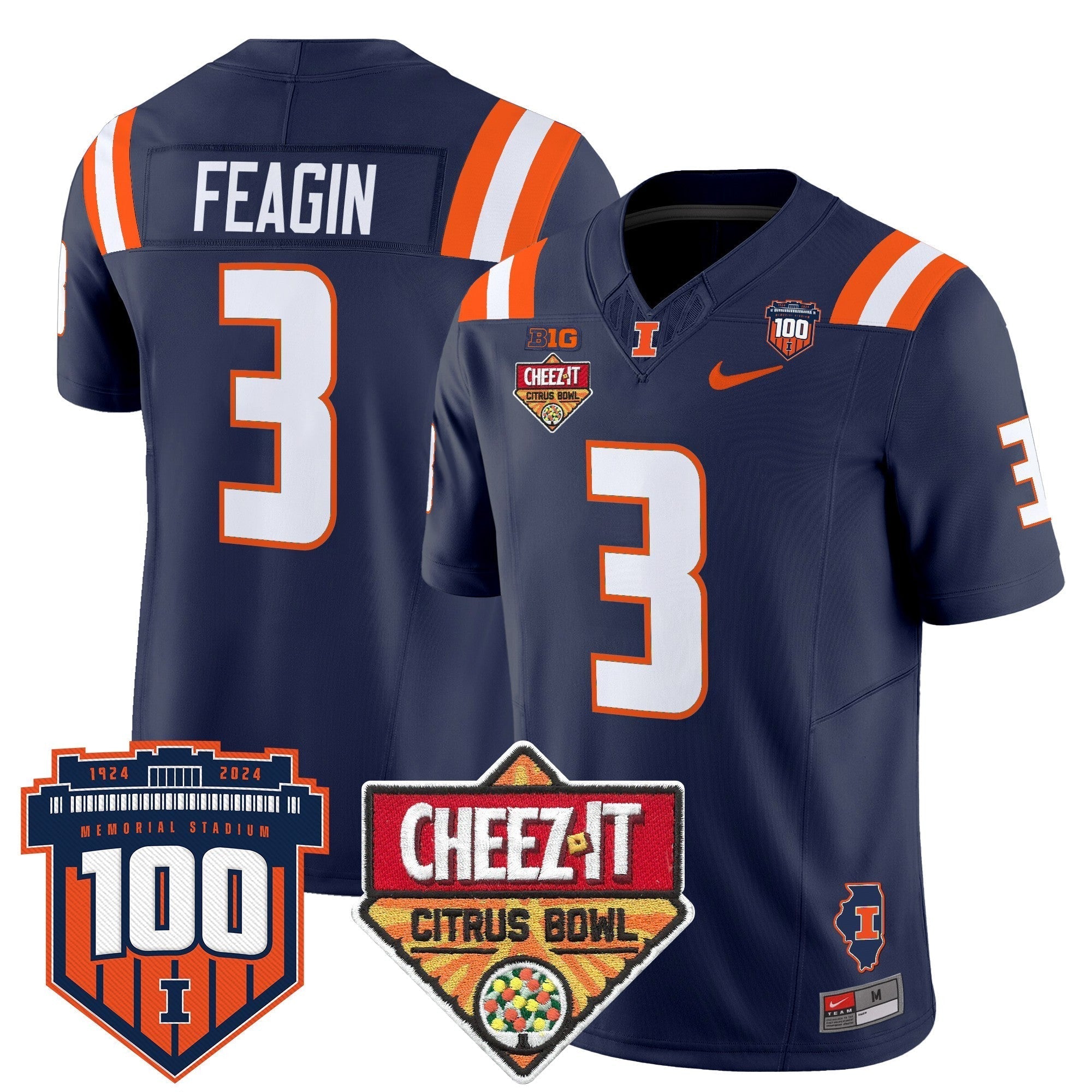 Men Illinois Fighting Illini 2025 Cheez-It Citrus Bowl Patch Vapor Limited Jersey - All Stitched