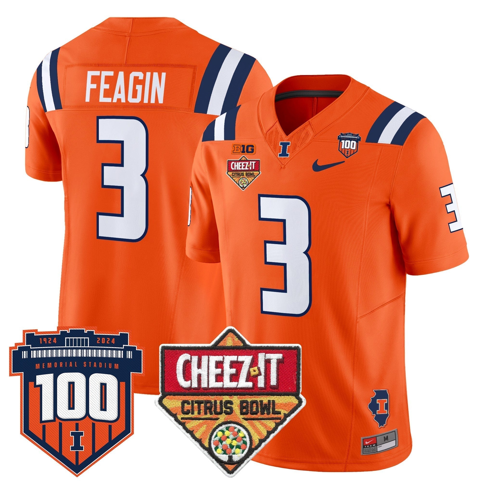 Men Illinois Fighting Illini 2025 Cheez-It Citrus Bowl Patch Vapor Limited Jersey - All Stitched