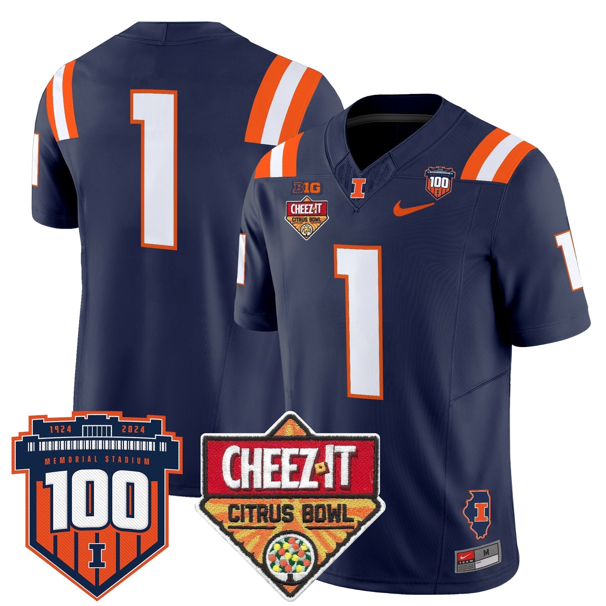 Men Illinois Fighting Illini 2025 Cheez-It Citrus Bowl Patch Vapor Limited Jersey - All Stitched