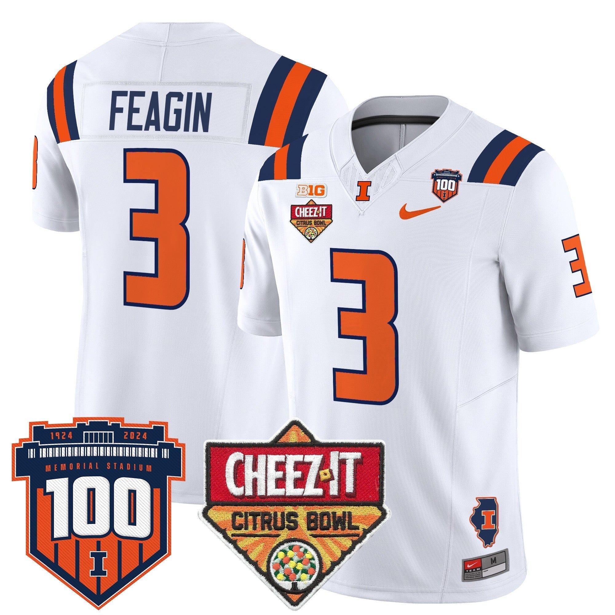 Men Illinois Fighting Illini 2025 Cheez-It Citrus Bowl Patch Vapor Limited Jersey - All Stitched