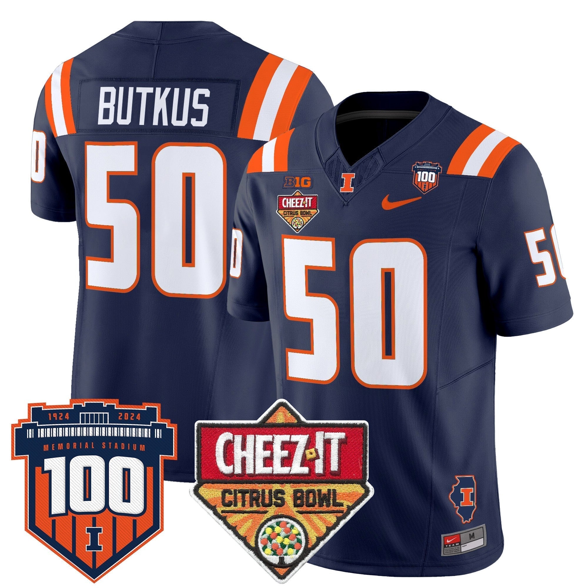 Men Illinois Fighting Illini 2025 Cheez-It Citrus Bowl Patch Vapor Limited Jersey - All Stitched