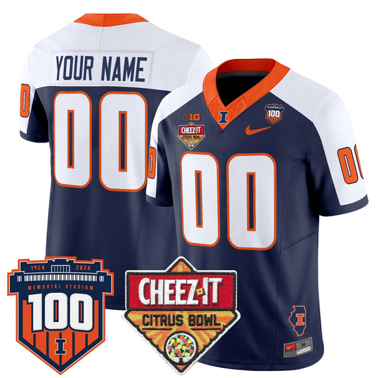 Custom Illinois Fighting Illini 2025 Cheez-It Citrus Bowl Patch Vapor Limited Jersey - All Stitched