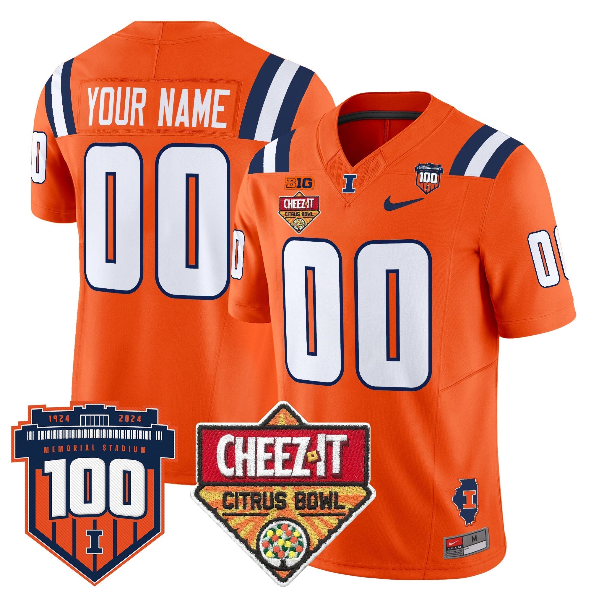 Custom Illinois Fighting Illini 2025 Cheez-It Citrus Bowl Patch Vapor Limited Jersey - All Stitched