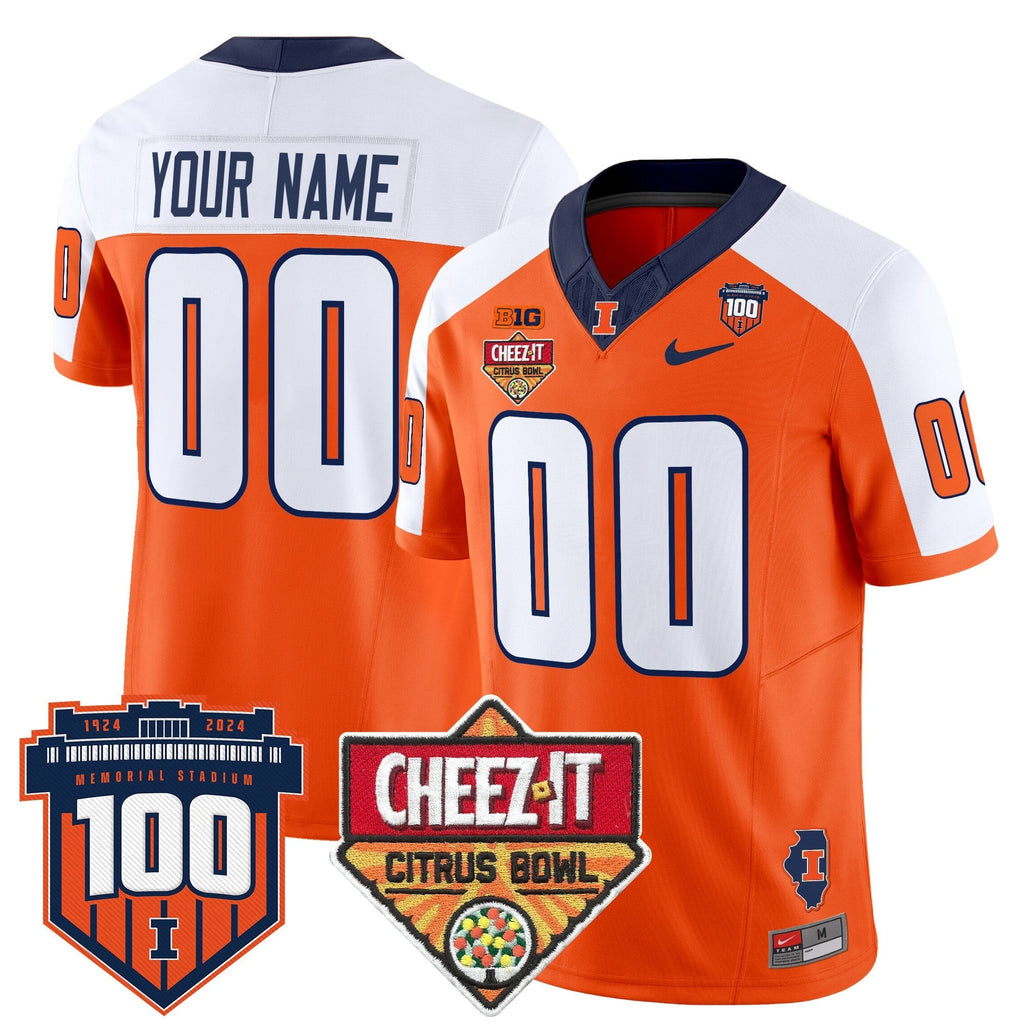 Custom Illinois Fighting Illini 2025 Cheez-It Citrus Bowl Patch Vapor Limited Jersey - All Stitched