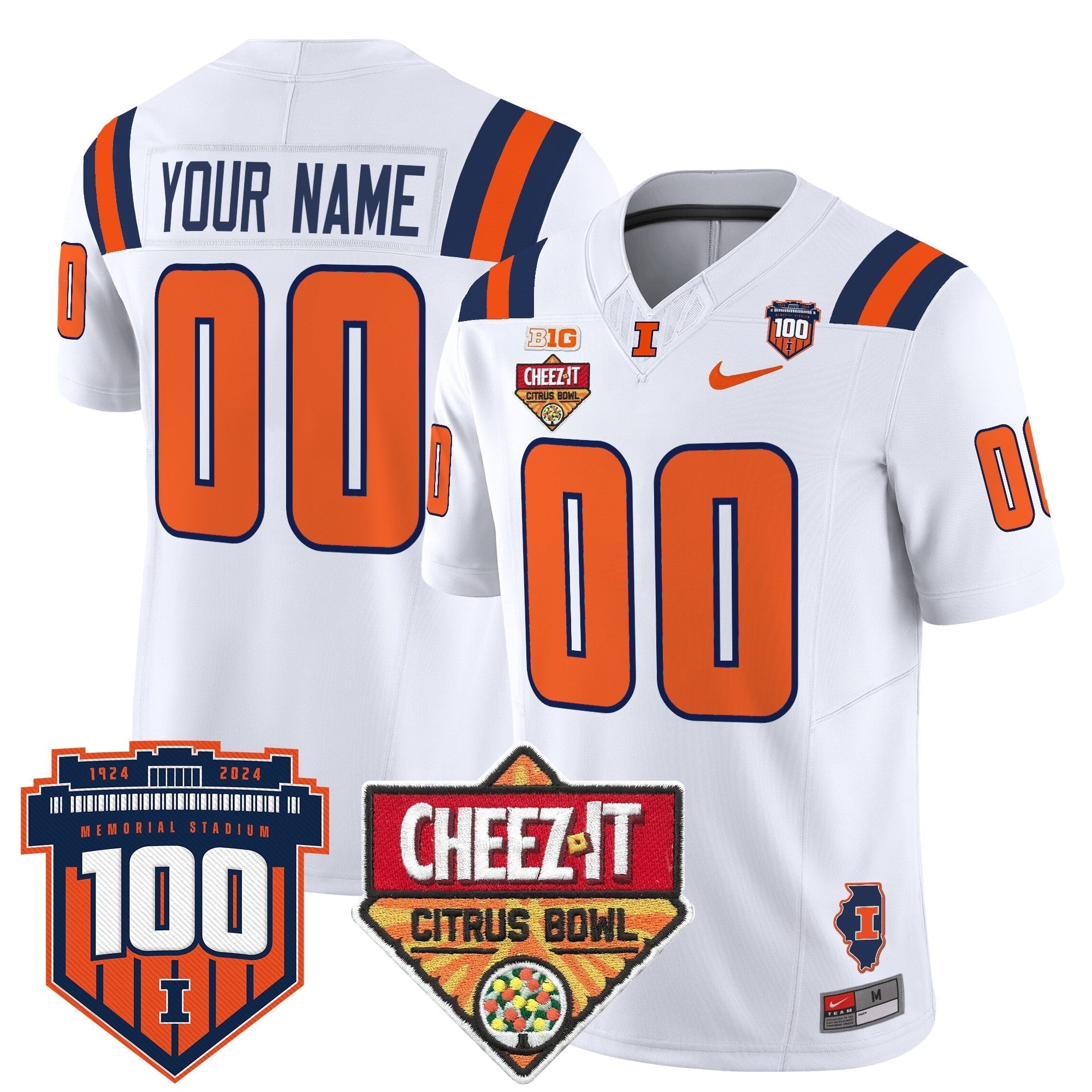 Custom Illinois Fighting Illini 2025 Cheez-It Citrus Bowl Patch Vapor Limited Jersey - All Stitched