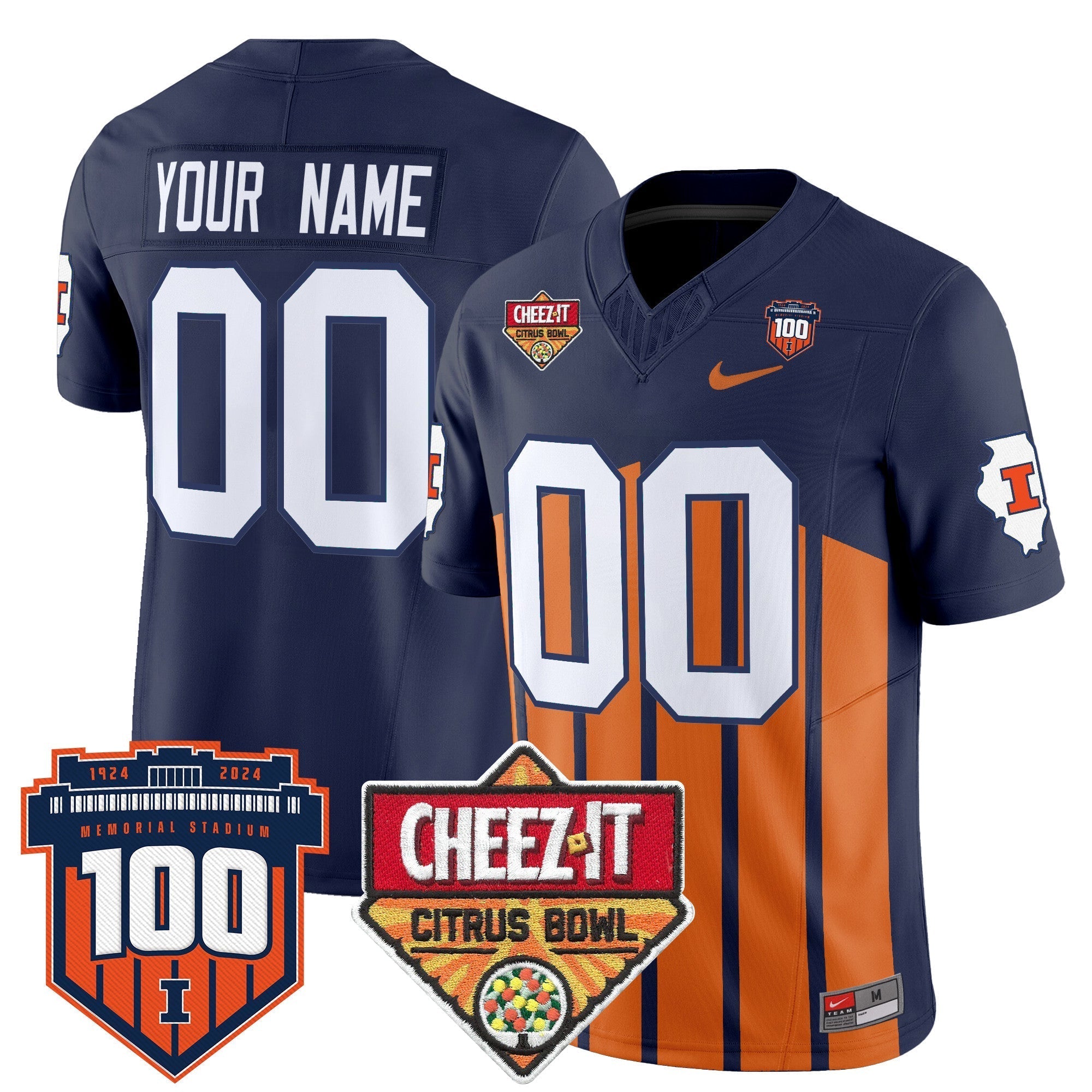 Custom Illinois Fighting Illini 2025 Cheez-It Citrus Bowl Patch Vapor Limited Jersey - All Stitched