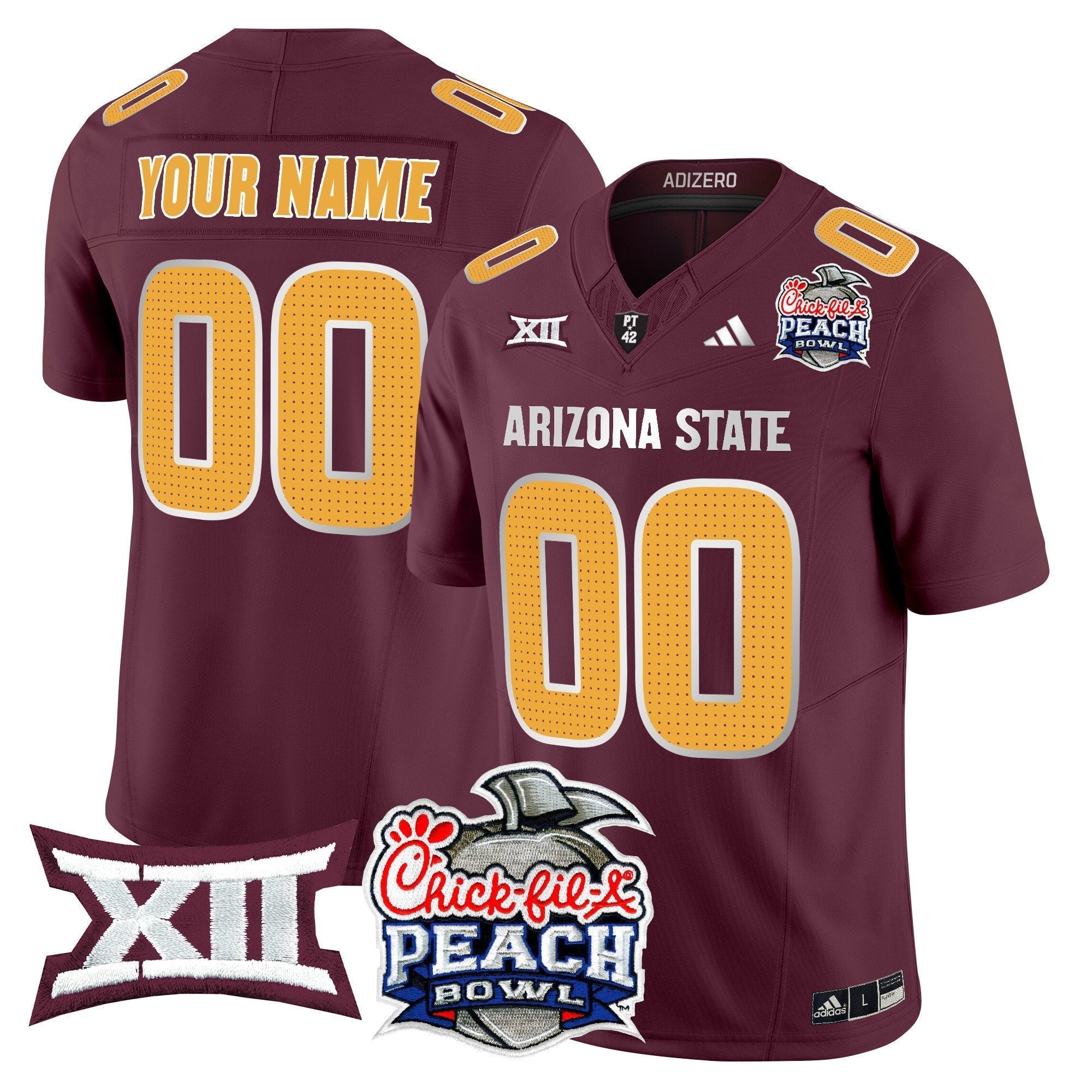 Custom Arizona State Sun Devils 2025 Peach Bowl Vapor Limited Jersey V2 - All Stitched