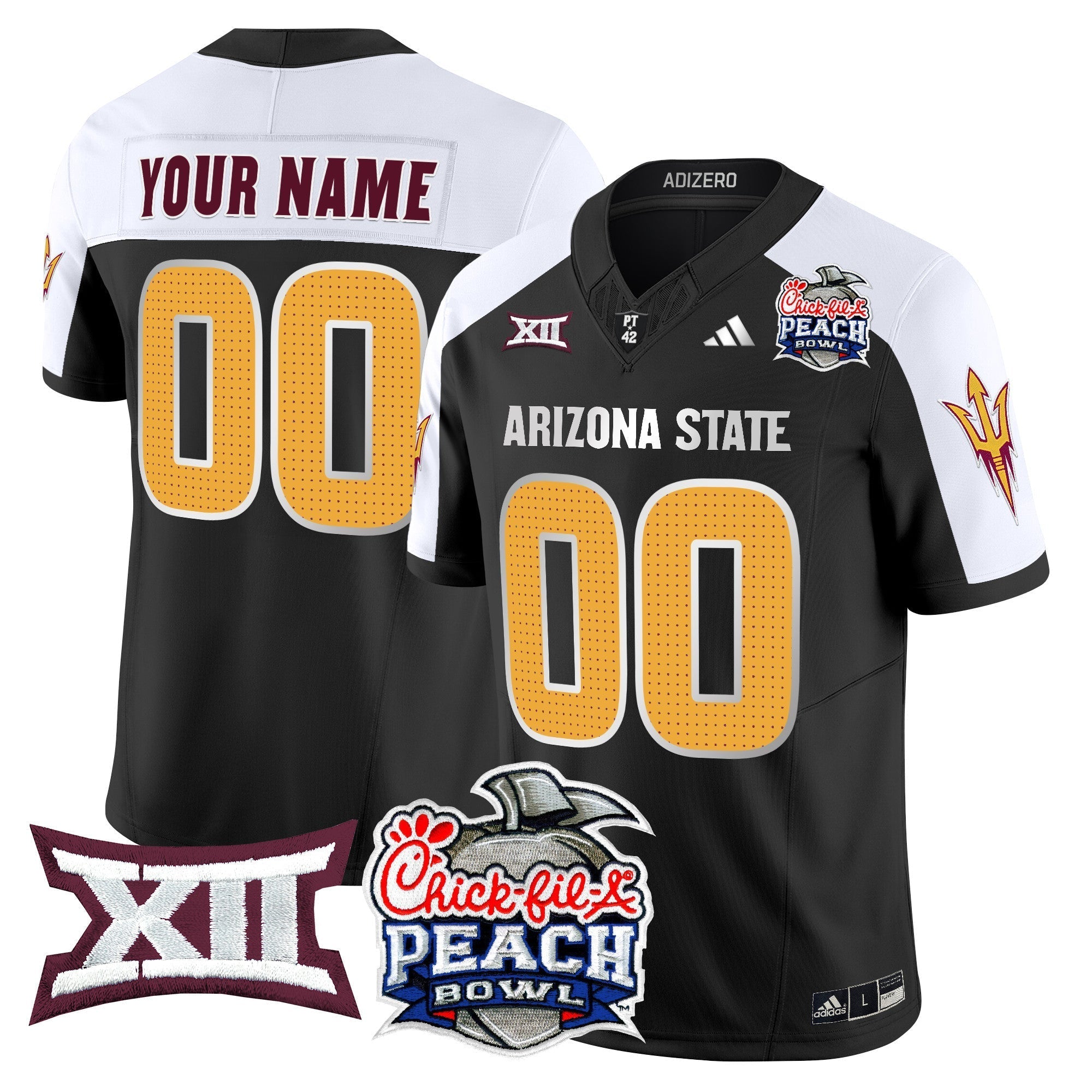 Custom Arizona State Sun Devils 2025 Peach Bowl Vapor Limited Jersey V2 - All Stitched