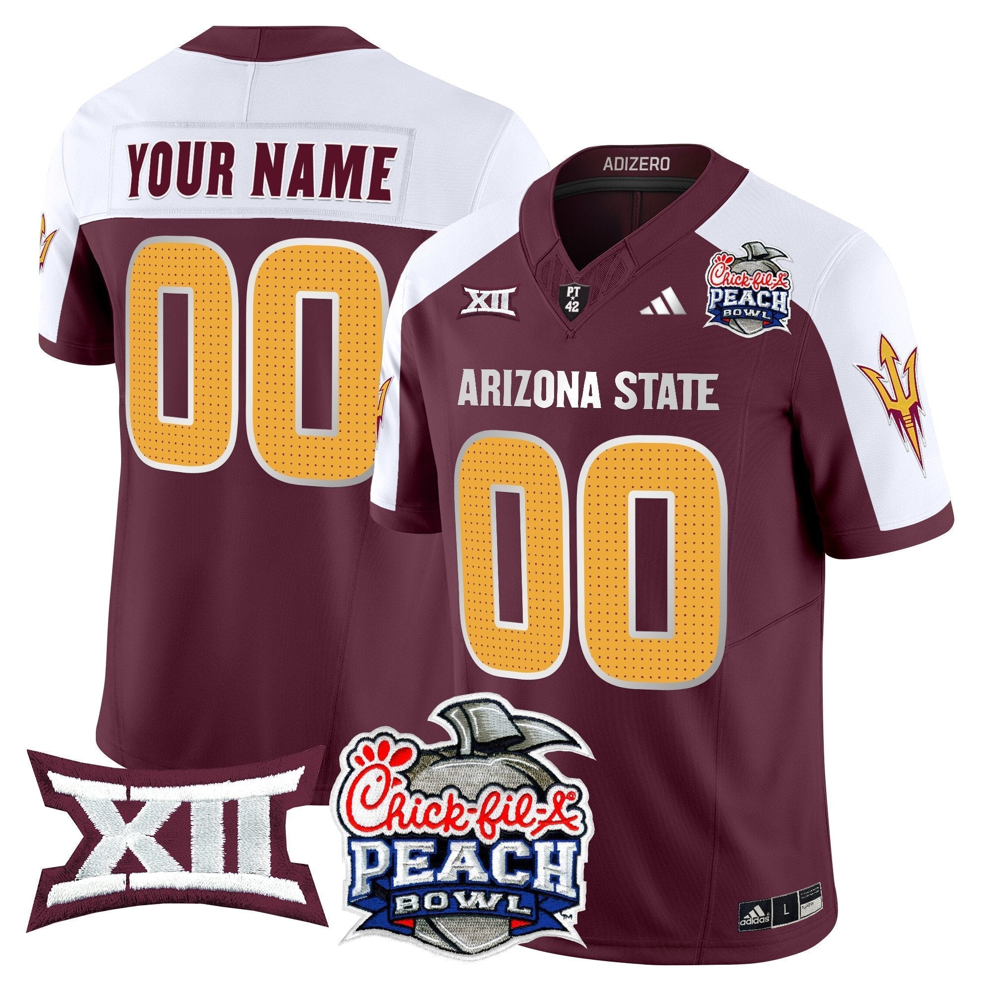 Custom Arizona State Sun Devils 2025 Peach Bowl Vapor Limited Jersey V2 - All Stitched