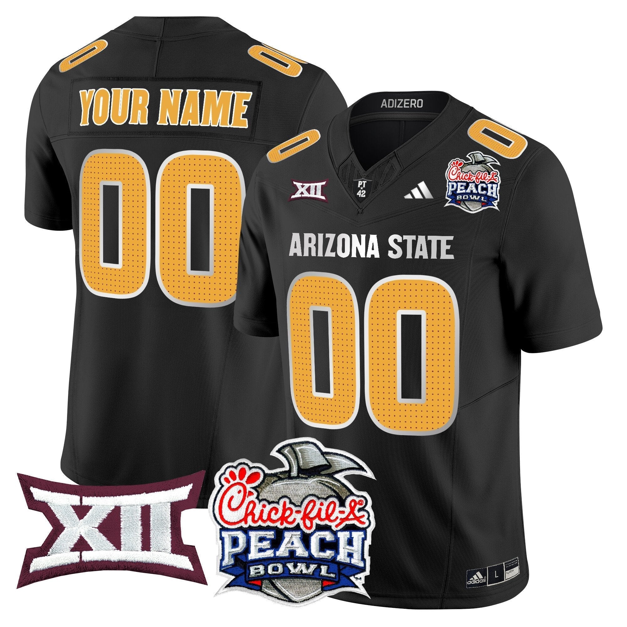 Custom Arizona State Sun Devils 2025 Peach Bowl Vapor Limited Jersey V2 - All Stitched