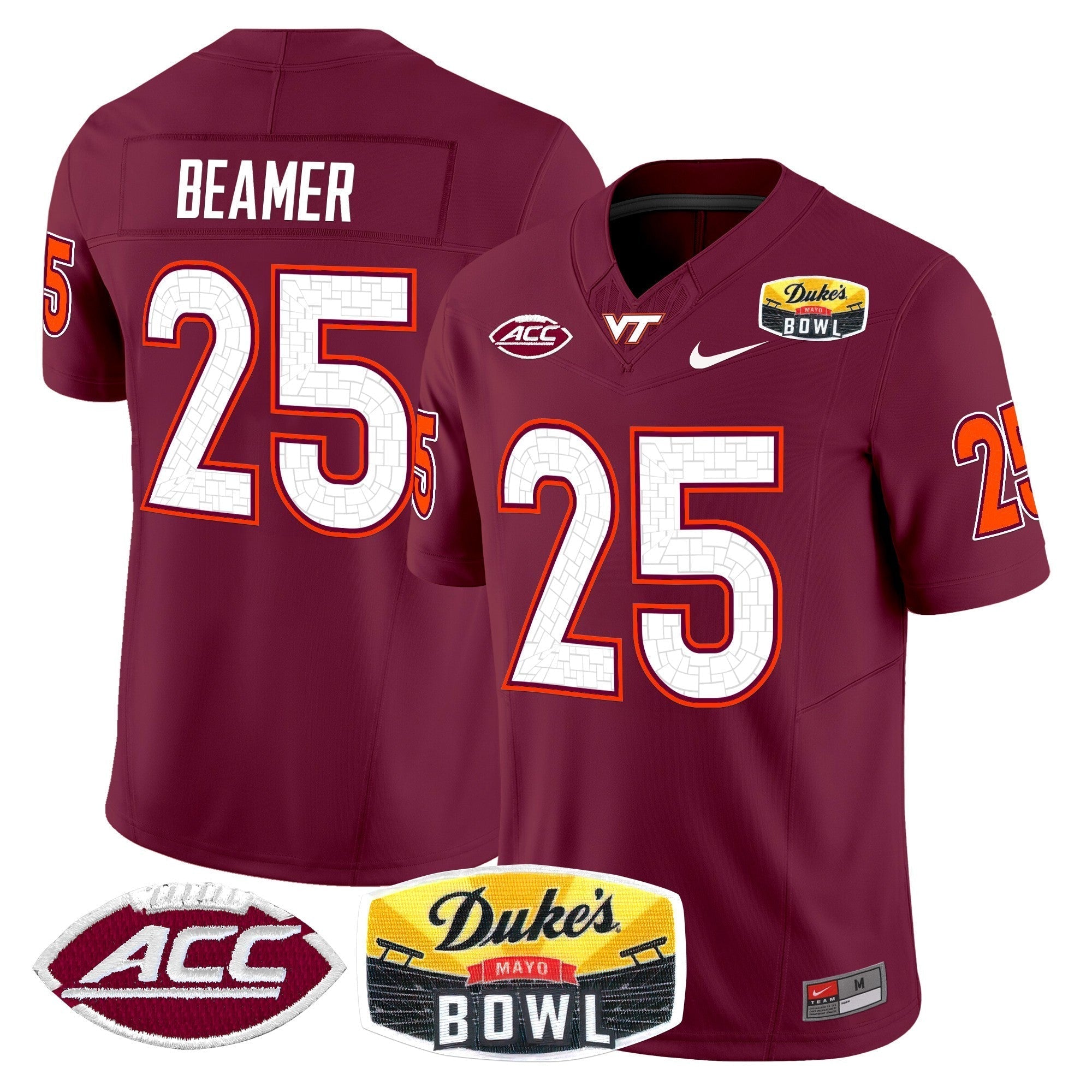 Men Virginia Tech Hokies 2025 Duke's Mayo Bowl Patch Vapor Limited Jersey - All Stitched