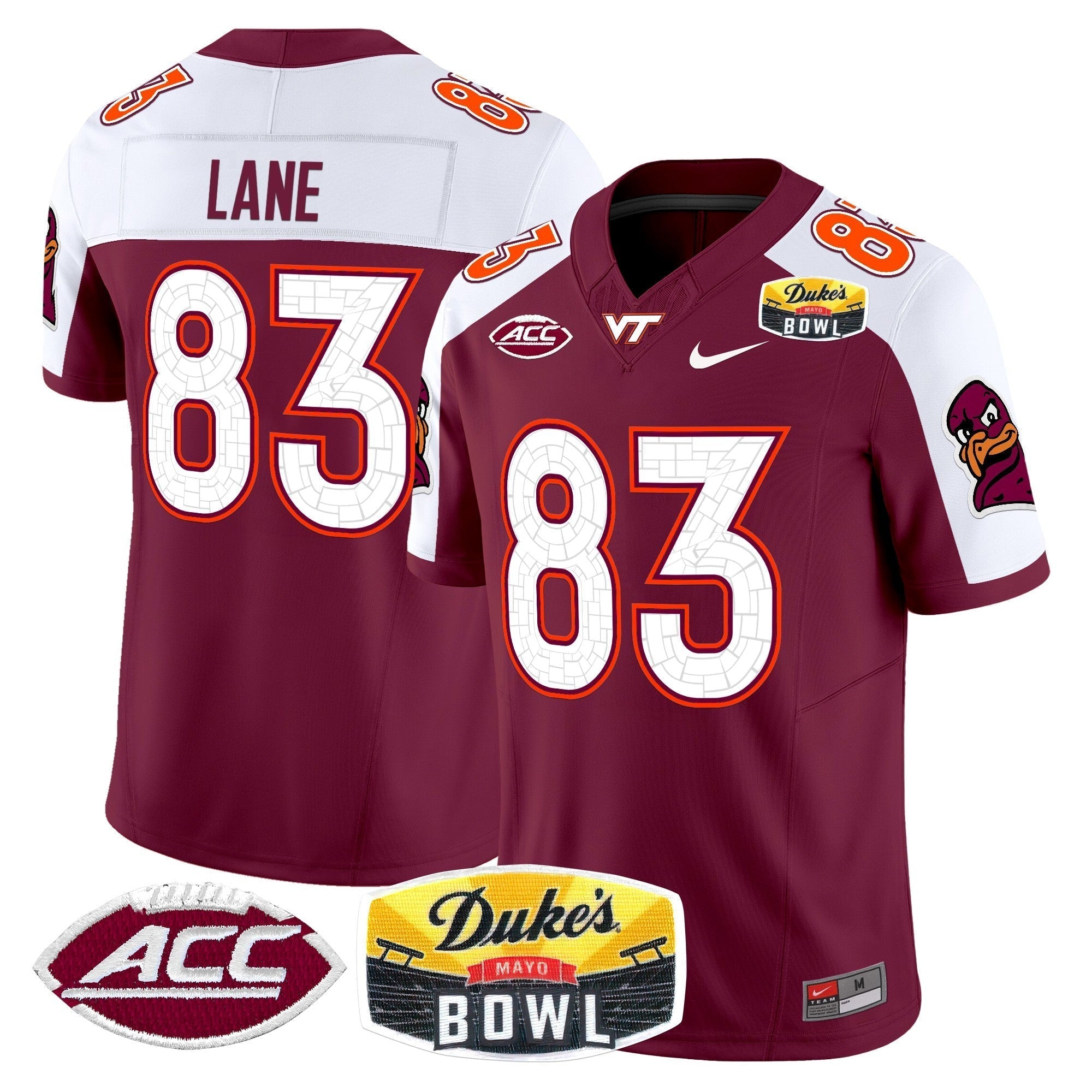 Men Virginia Tech Hokies 2025 Duke's Mayo Bowl Patch Vapor Limited Jersey - All Stitched