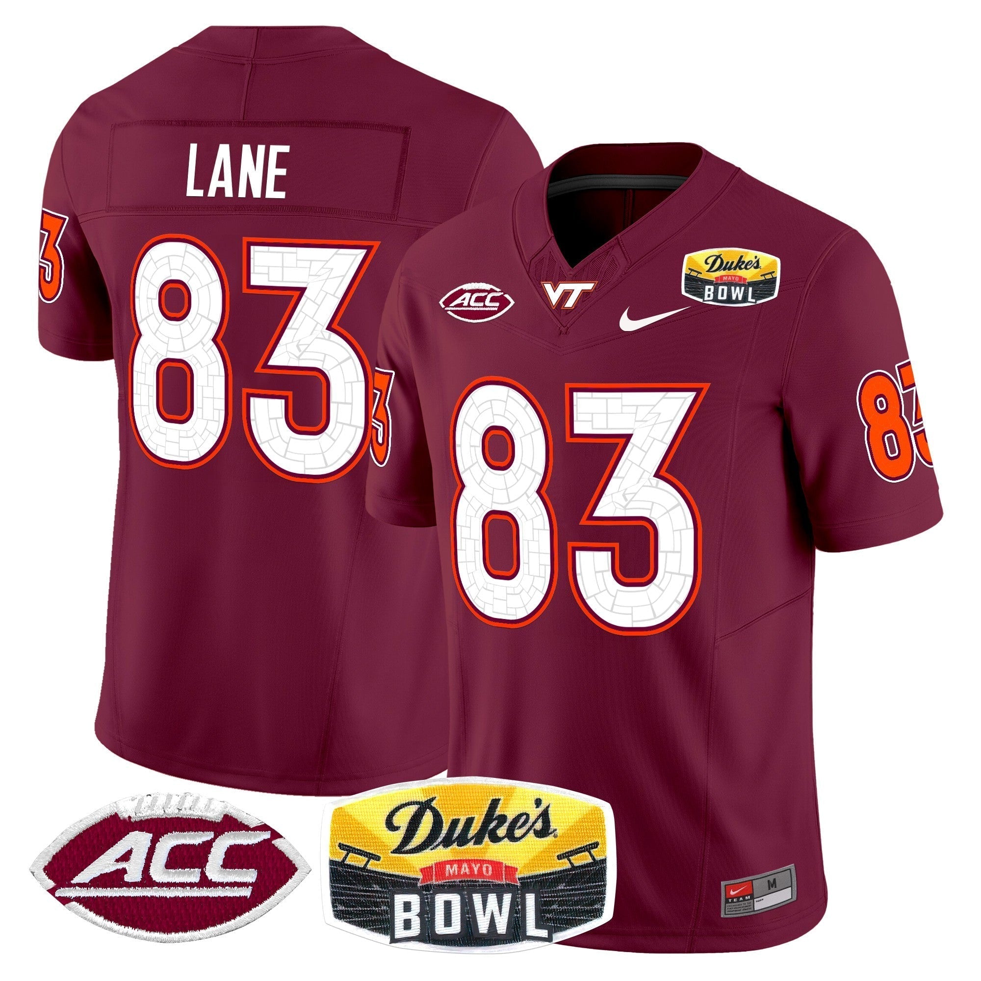 Men Virginia Tech Hokies 2025 Duke's Mayo Bowl Patch Vapor Limited Jersey - All Stitched
