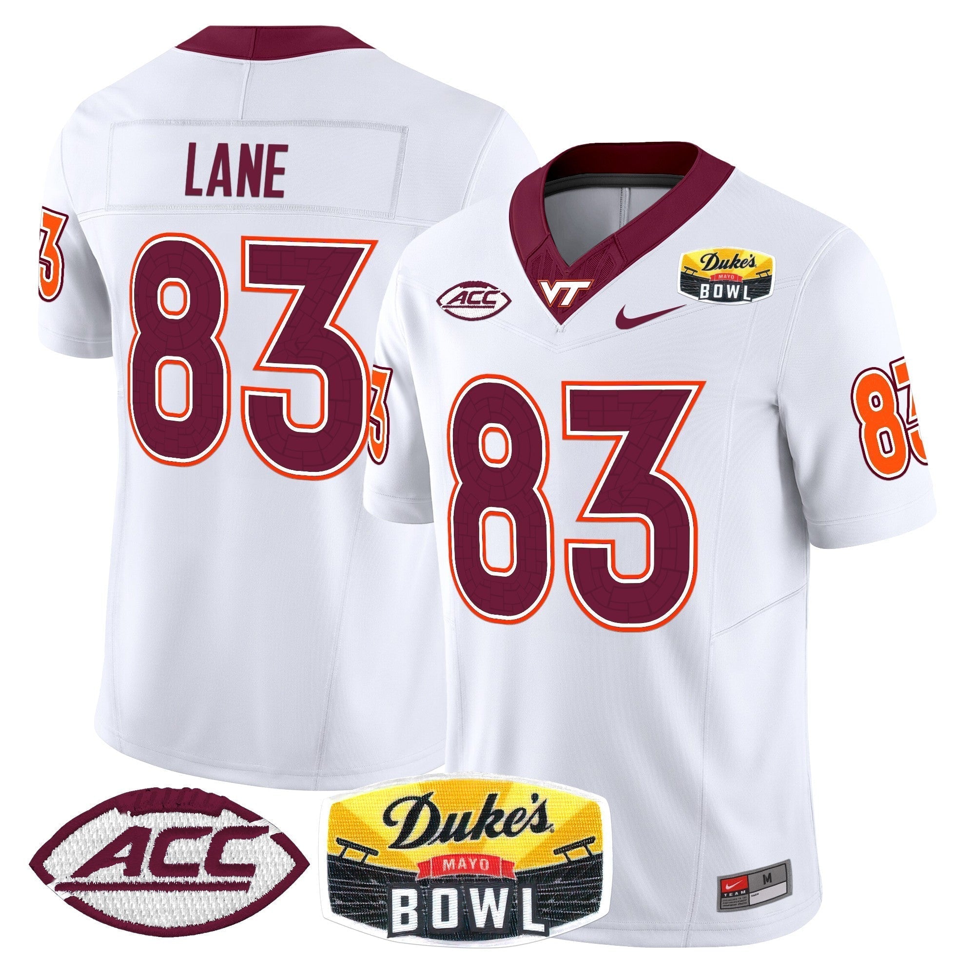 Men Virginia Tech Hokies 2025 Duke's Mayo Bowl Patch Vapor Limited Jersey - All Stitched