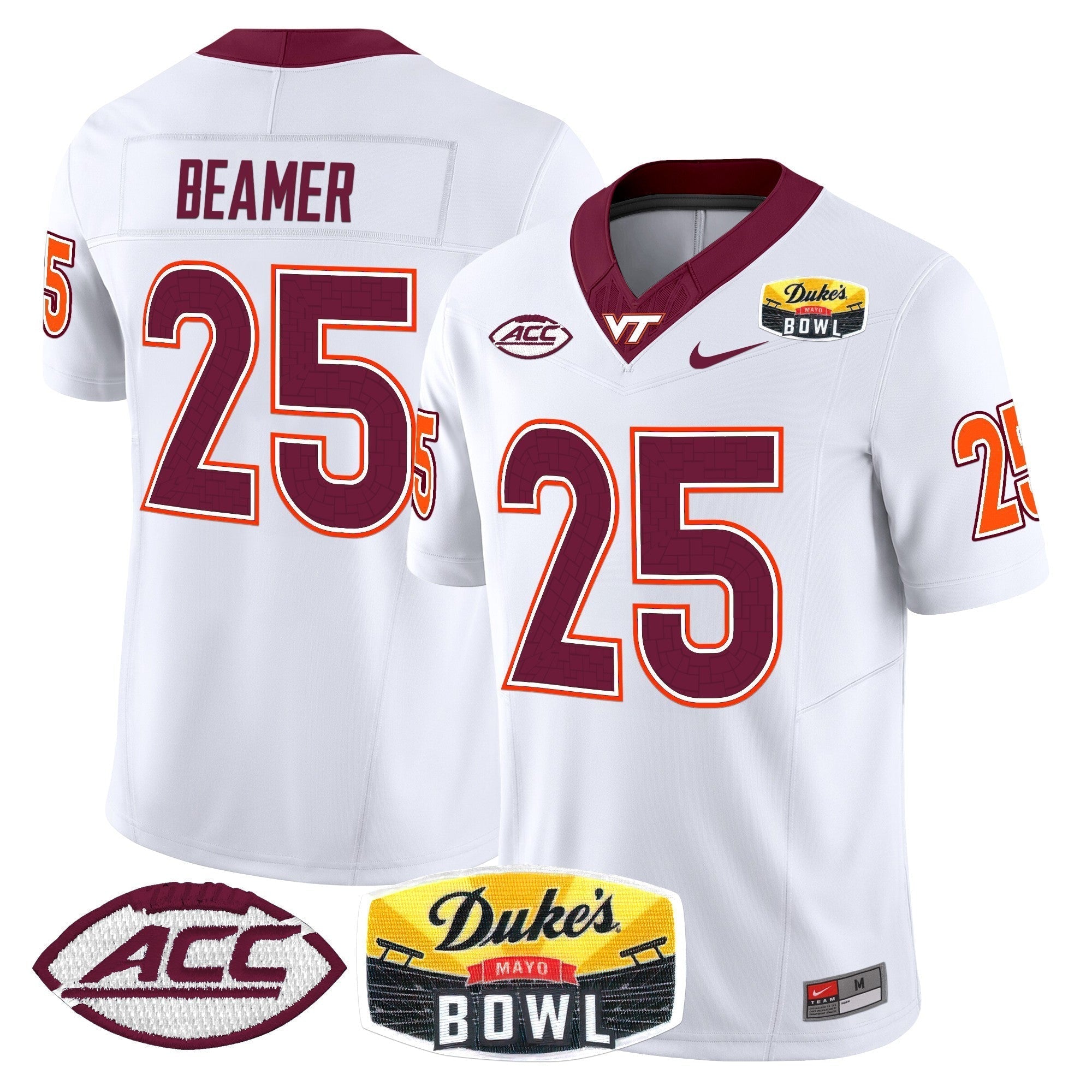 Men Virginia Tech Hokies 2025 Duke's Mayo Bowl Patch Vapor Limited Jersey - All Stitched
