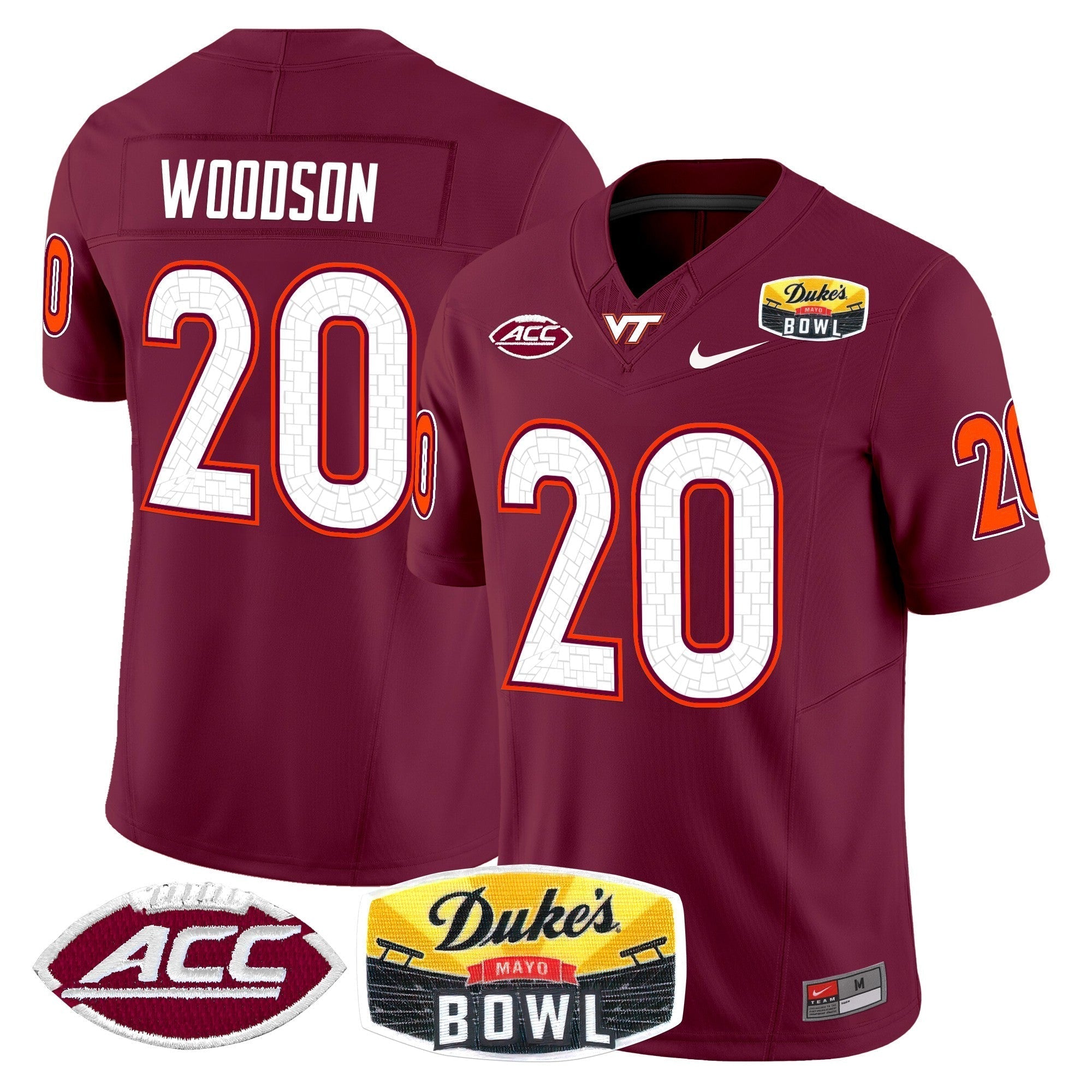 Men Virginia Tech Hokies 2025 Duke's Mayo Bowl Patch Vapor Limited Jersey - All Stitched
