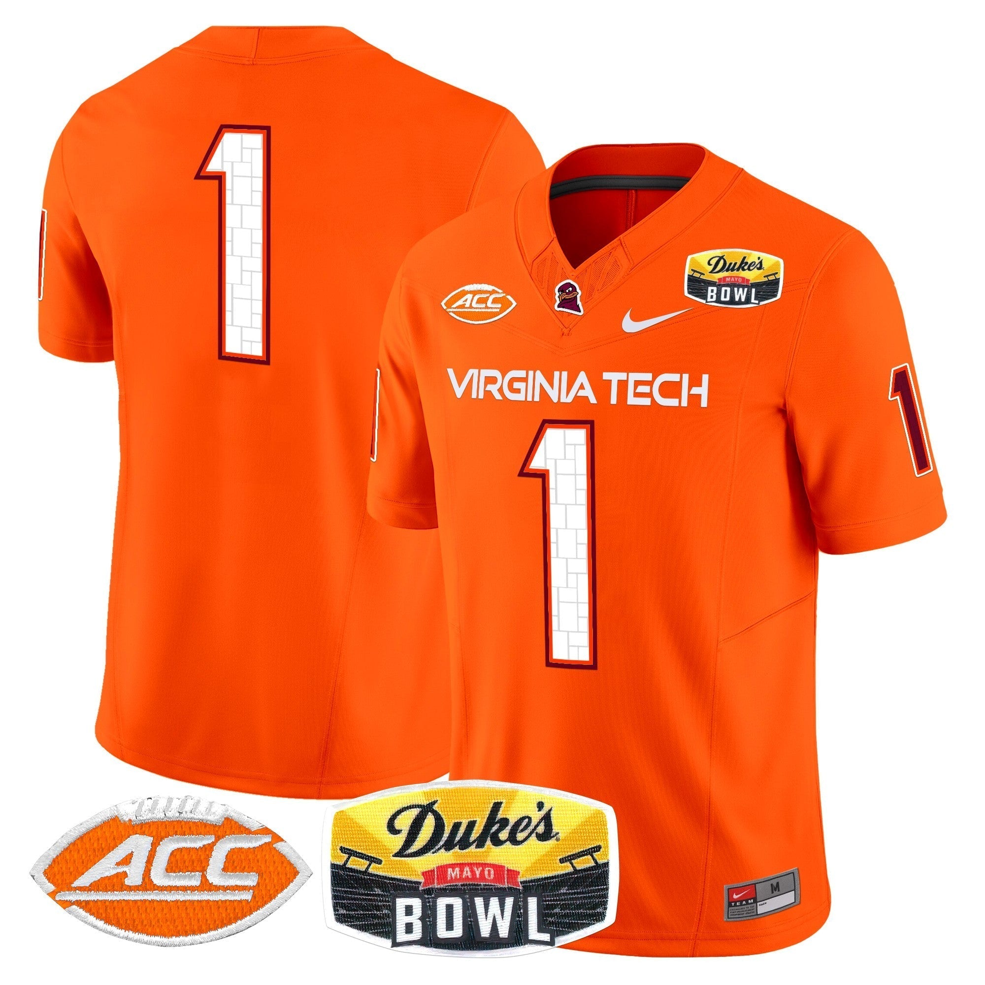 Men Virginia Tech Hokies 2025 Duke's Mayo Bowl Patch Vapor Limited Jersey - All Stitched