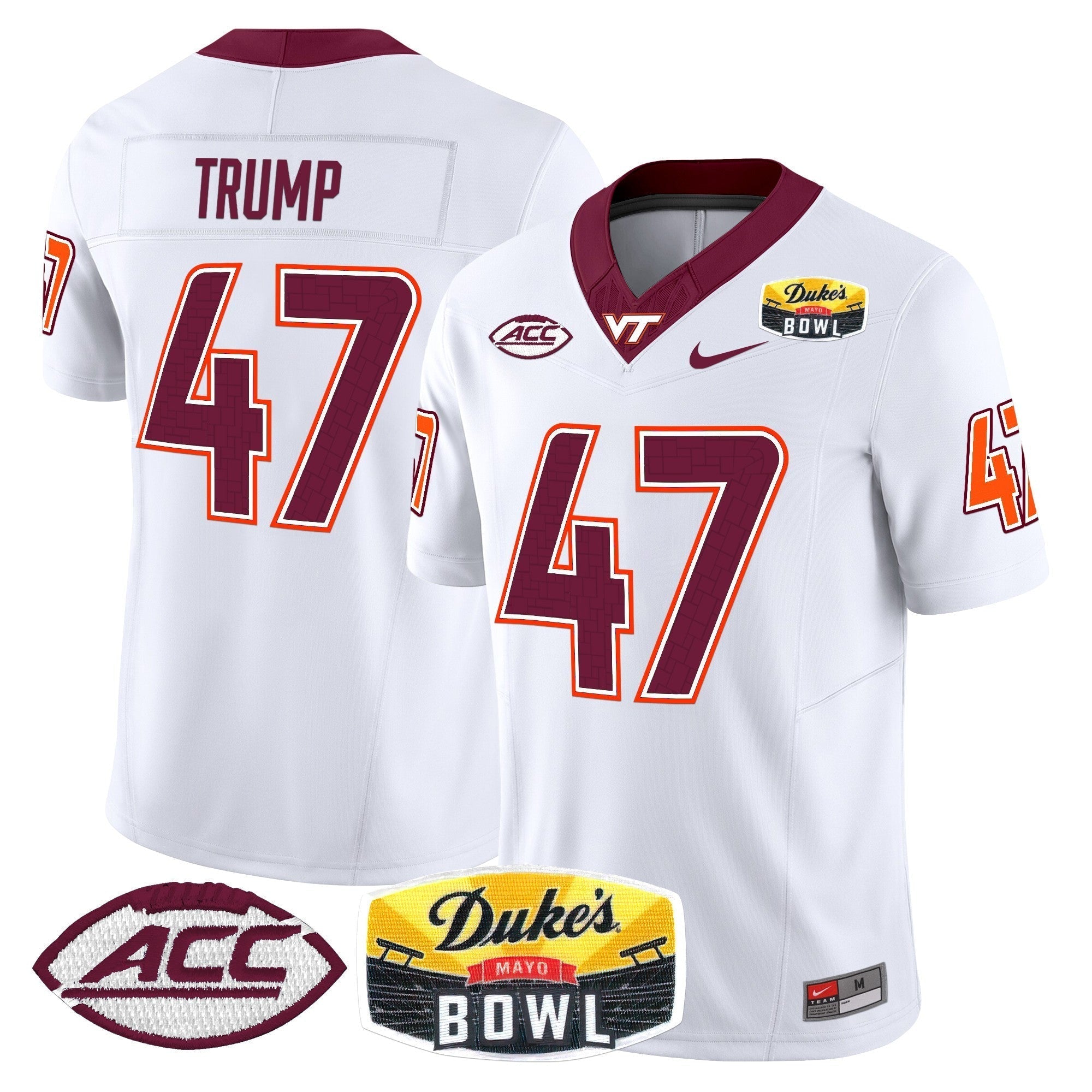 Men Virginia Tech Hokies 2025 Duke's Mayo Bowl Patch Vapor Limited Jersey - All Stitched