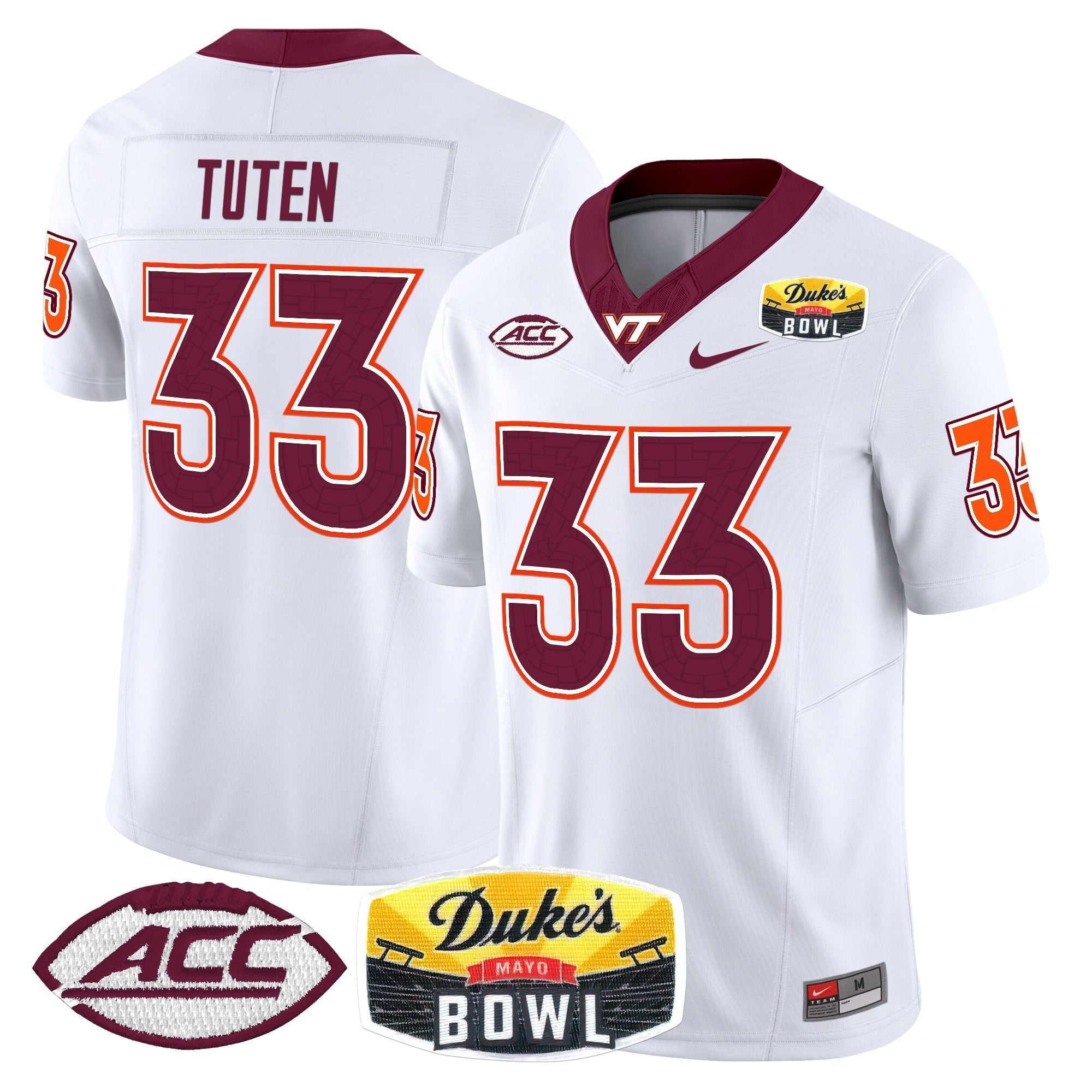 Men Virginia Tech Hokies 2025 Duke's Mayo Bowl Patch Vapor Limited Jersey - All Stitched