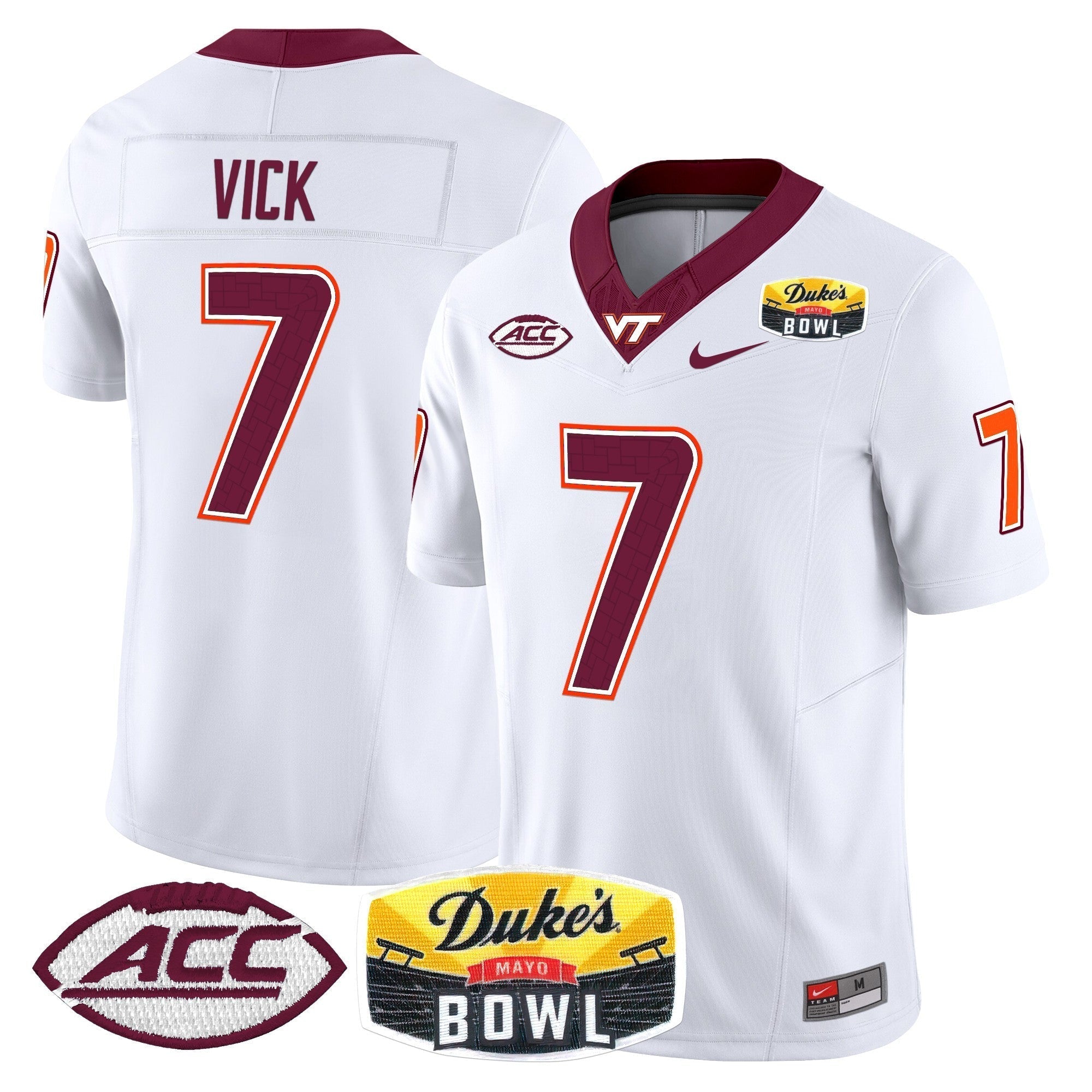 Men Virginia Tech Hokies 2025 Duke's Mayo Bowl Patch Vapor Limited Jersey - All Stitched
