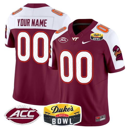 Custom Virginia Tech Hokies 2025 Duke's Mayo Bowl Patch Vapor Limited Jersey - All Stitched