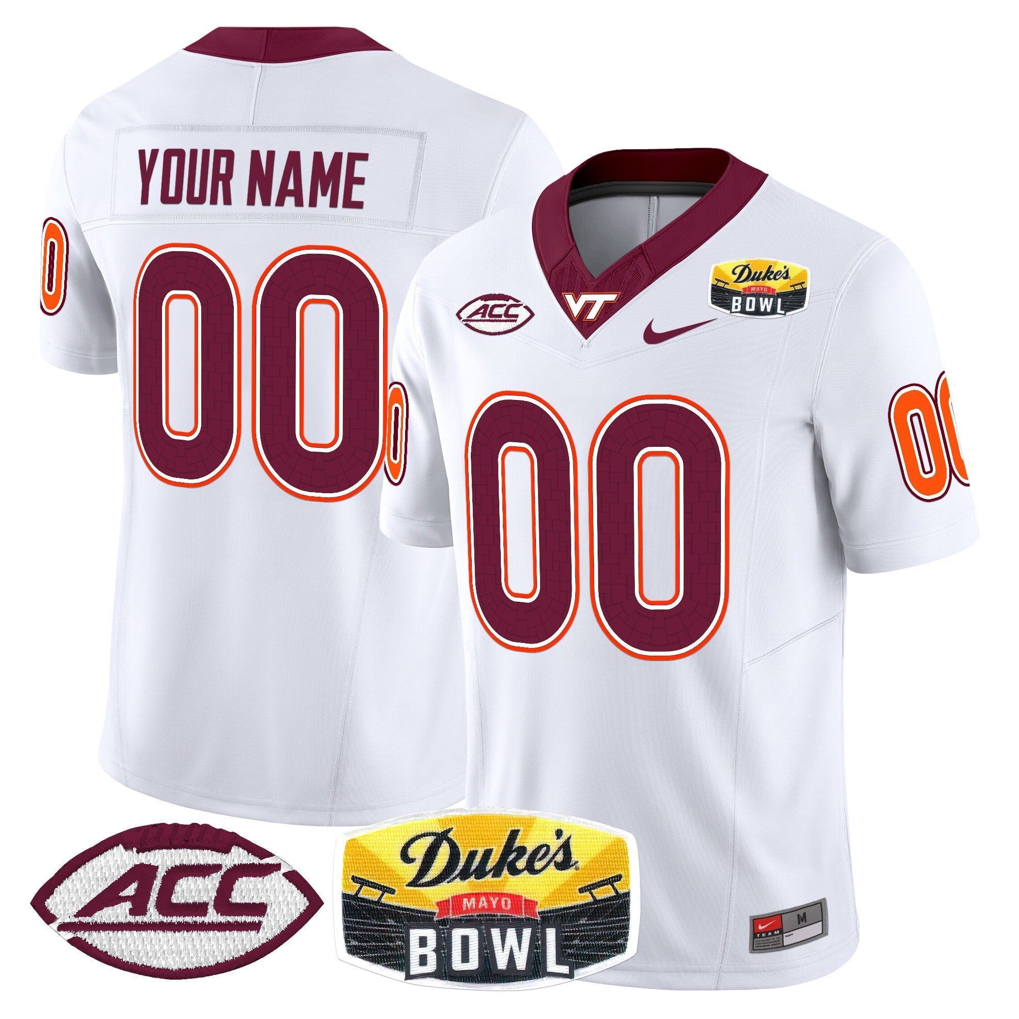 Custom Virginia Tech Hokies 2025 Duke's Mayo Bowl Patch Vapor Limited Jersey - All Stitched