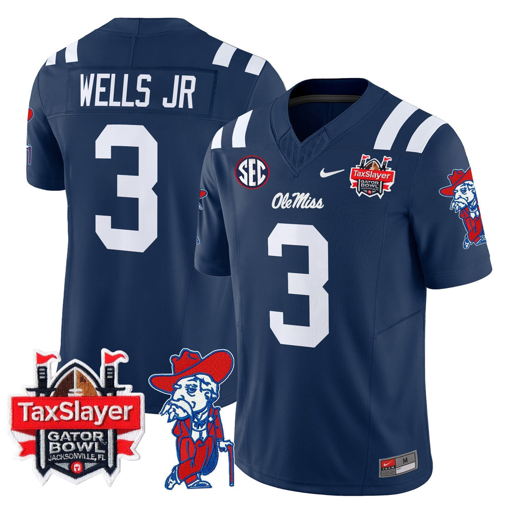 Men Ole Miss Rebels 2024 Gator Bowl Patch Vapor Limited Jersey - All Stitched