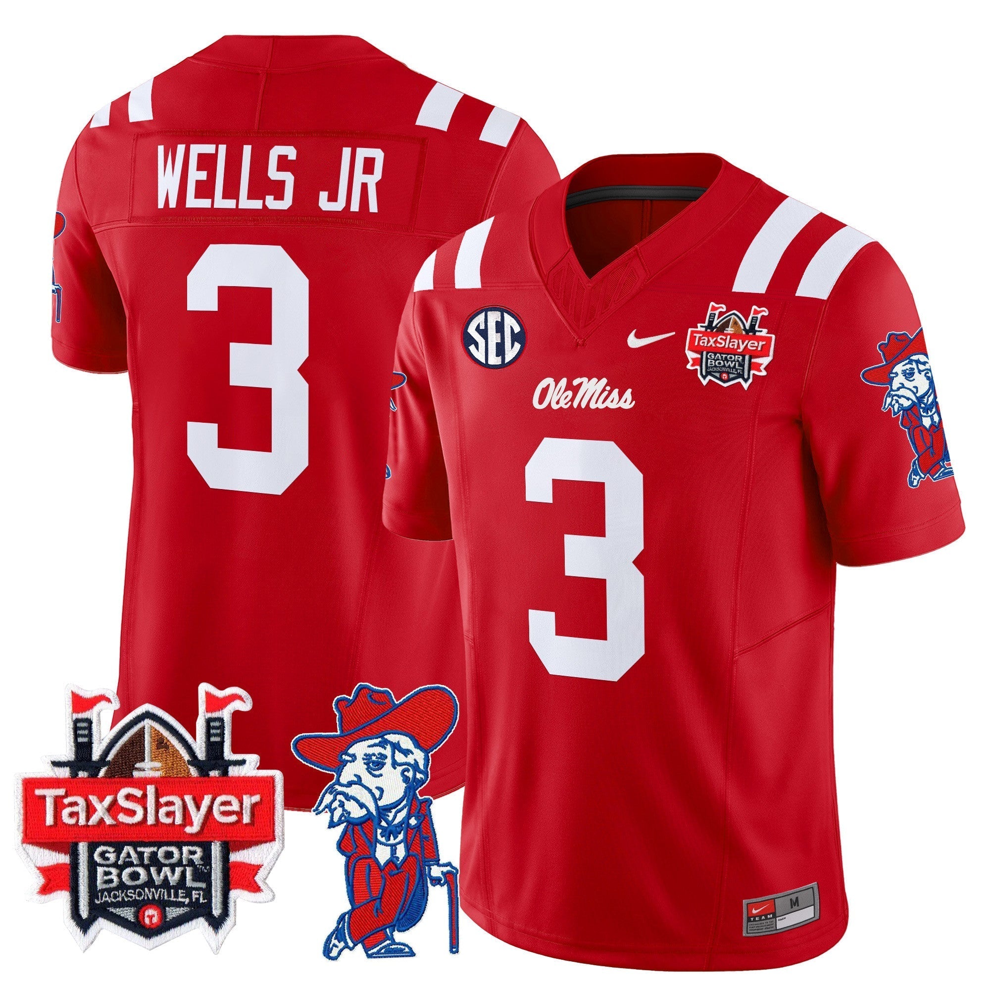Men Ole Miss Rebels 2025 Gator Bowl Patch Vapor Limited Jersey - All Stitched