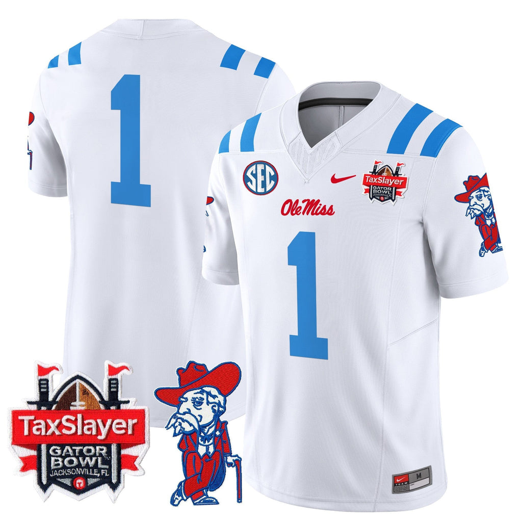 Men Ole Miss Rebels 2024 Gator Bowl Patch Vapor Limited Jersey - All Stitched